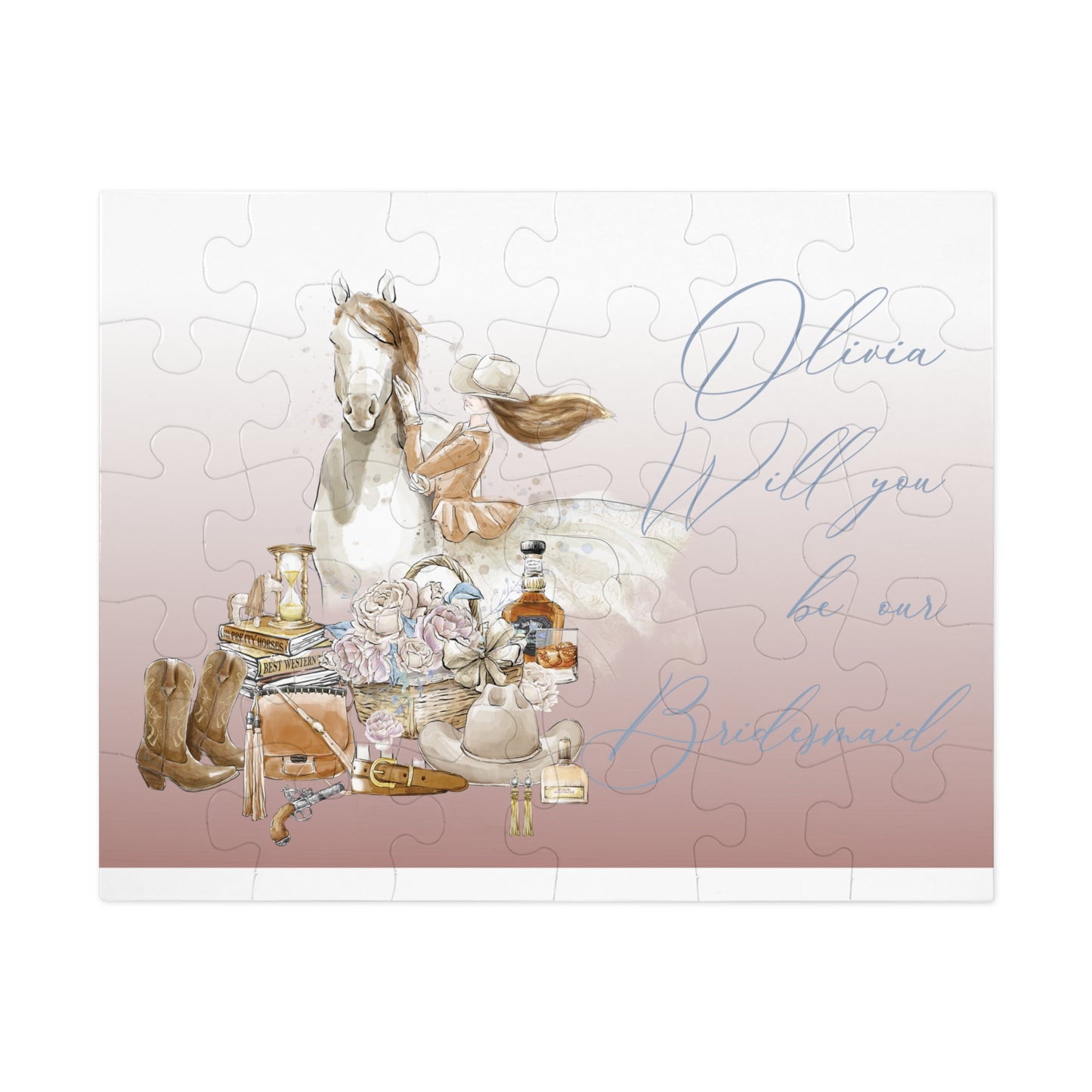 Jigsaw Puzzle, Western, Romance Floral, Bridal, Will you be our Bridesmaid, Personalised/Non-Personalised (30, 110, 252, 500,1000-Piece)