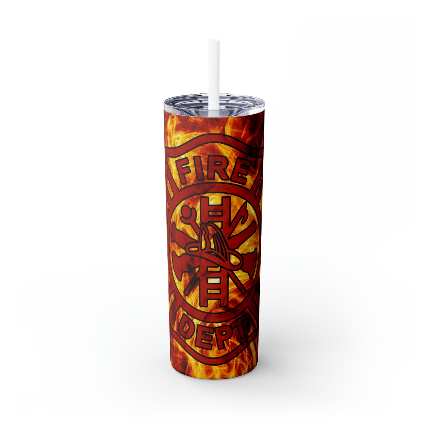 Skinny Tumbler with Straw, 20oz, Firefighter, awd-545