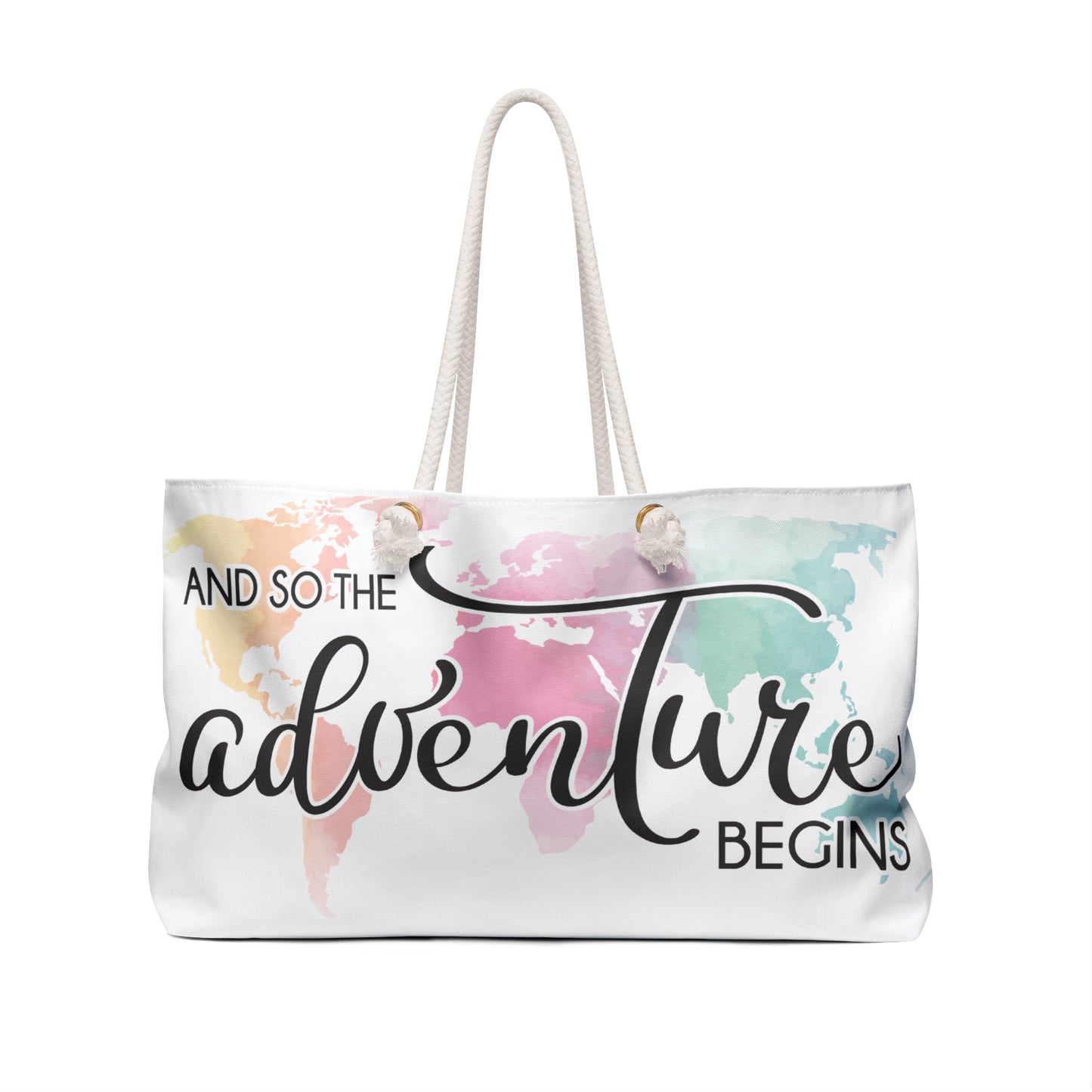 Personalised/Non-Personalised Weekender Bag, Travel, And So the Adventure Begins, Large Weekender Bag, Beach Bag, Book Bag