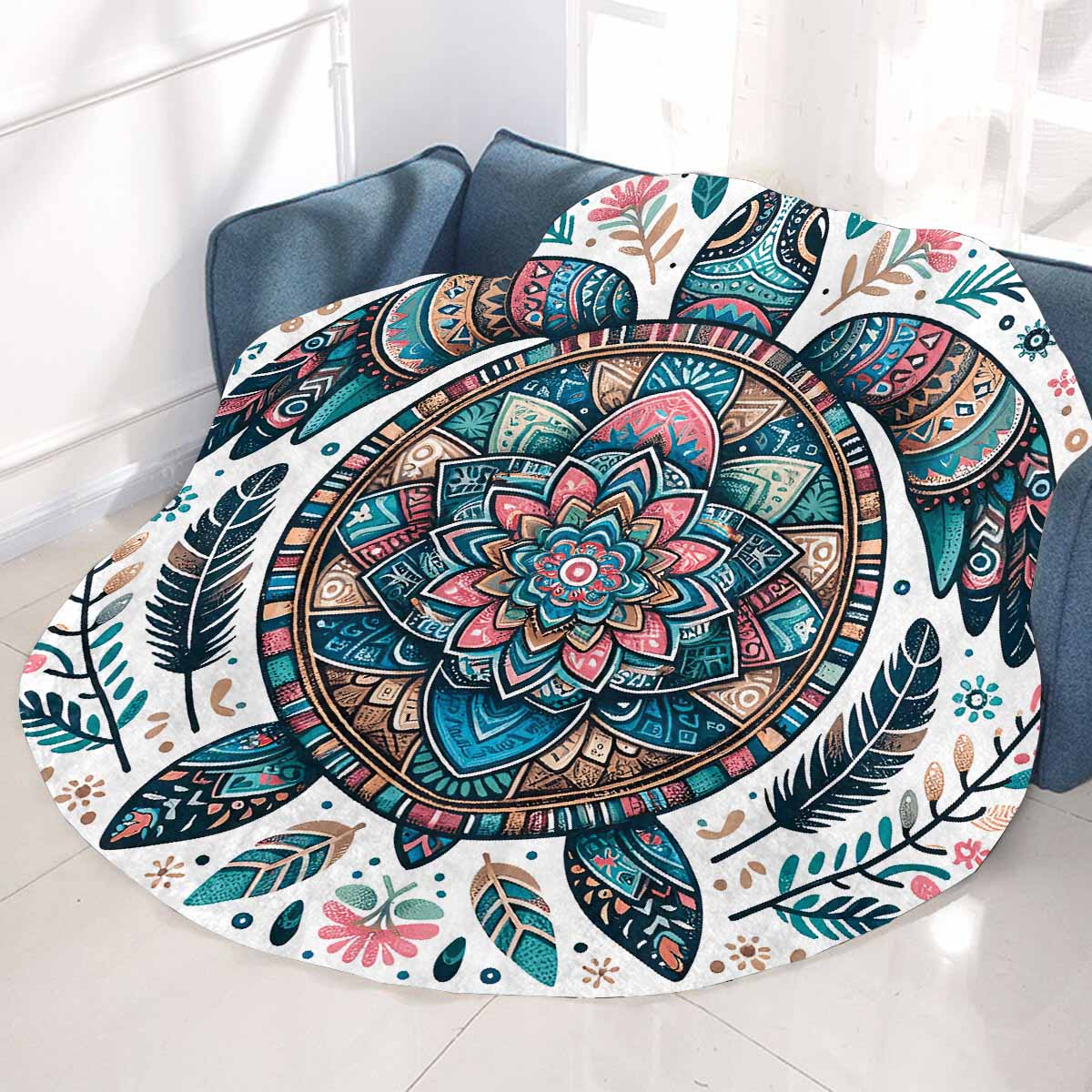 Mandella_Turtle_Awd35150  Circular Micro Fleece Blanket 47"