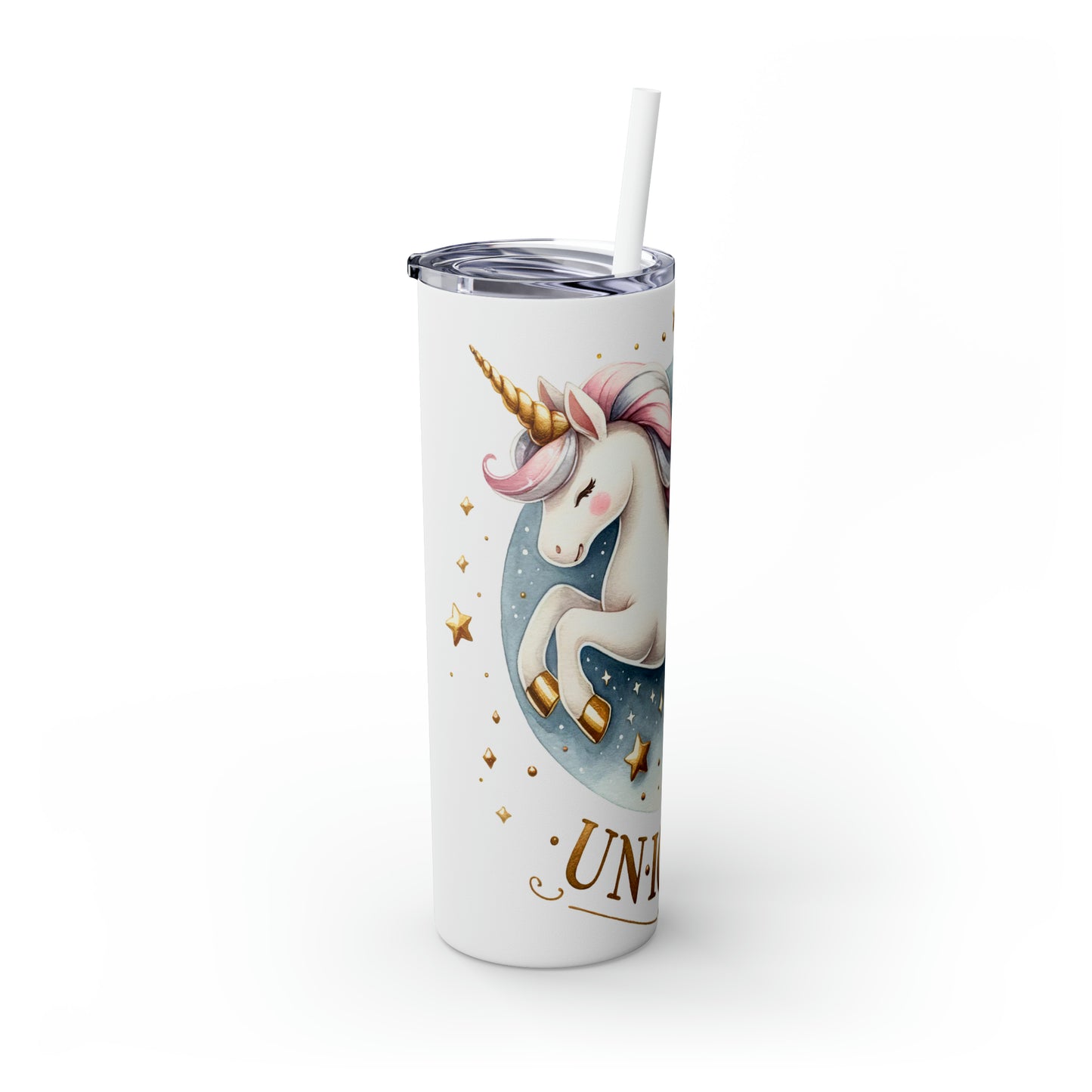 Skinny Tumbler with Straw, 20oz, Unicorn