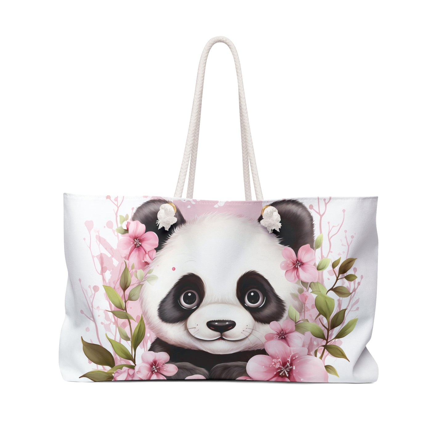 Personalised/Non-Personalised Weekender Bag, Panda, Large Weekender Bag, Beach Bag, Book Bag