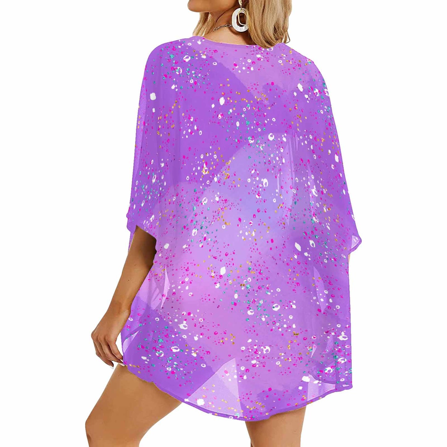 Purple Splash  Women's Kimono Chiffon Cover Up