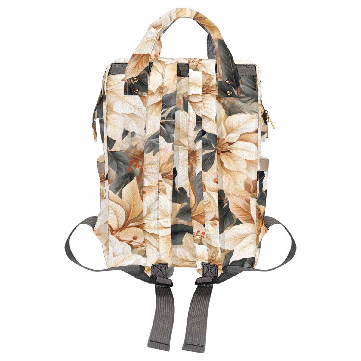 Cream Poinsettia2  Diaper Bag Backpack