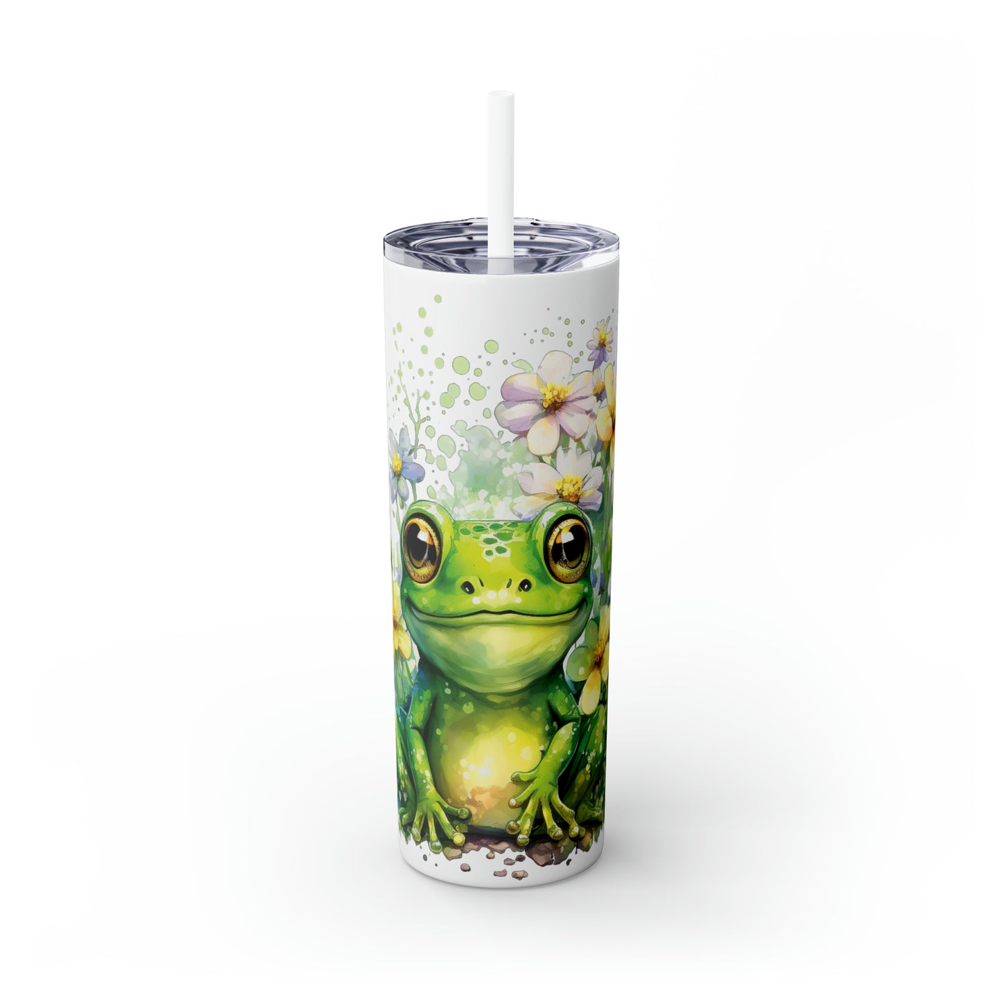 Skinny Tumbler with Straw, 20oz, Frog, awd-541