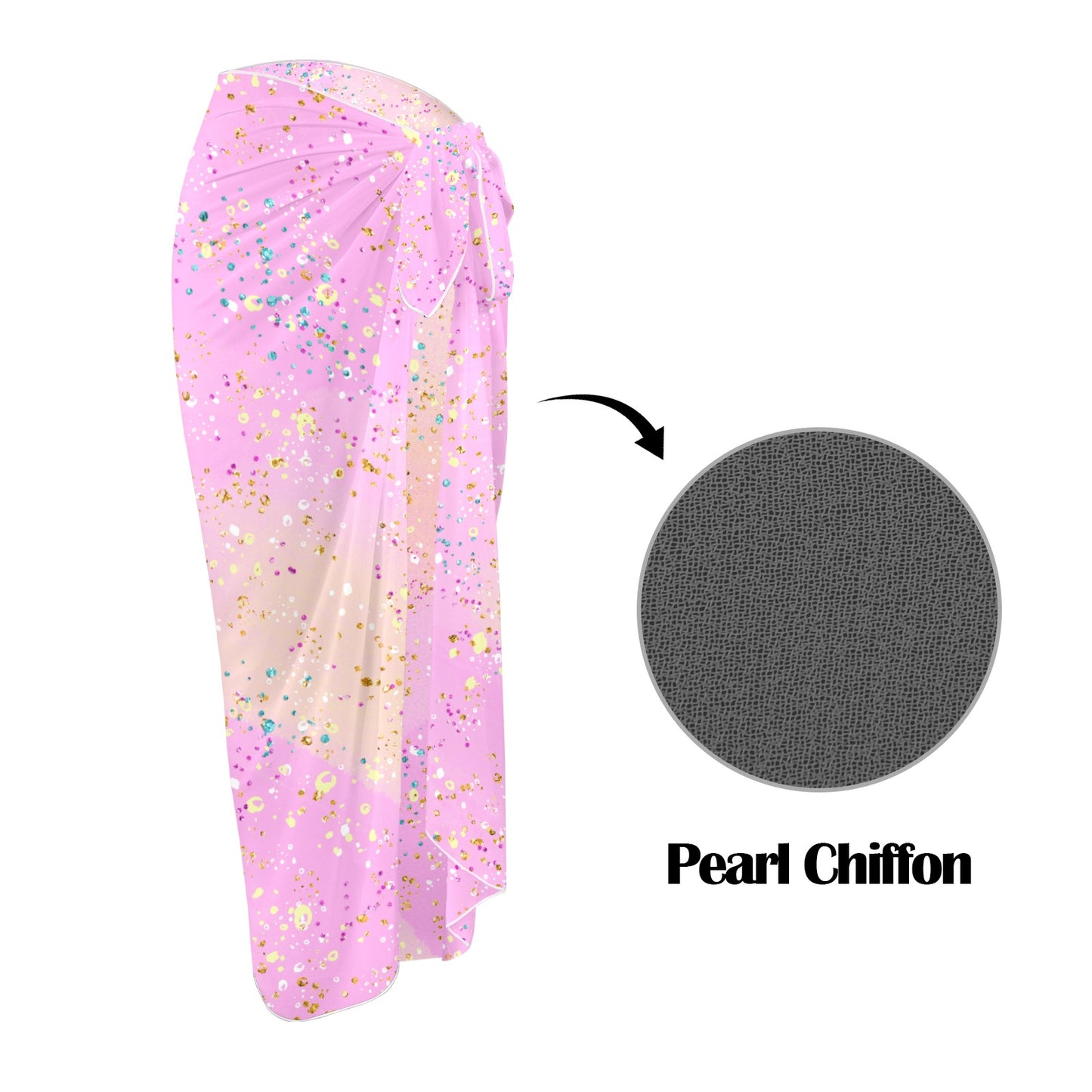 Pink Splash Long Beach Sarong Wrap