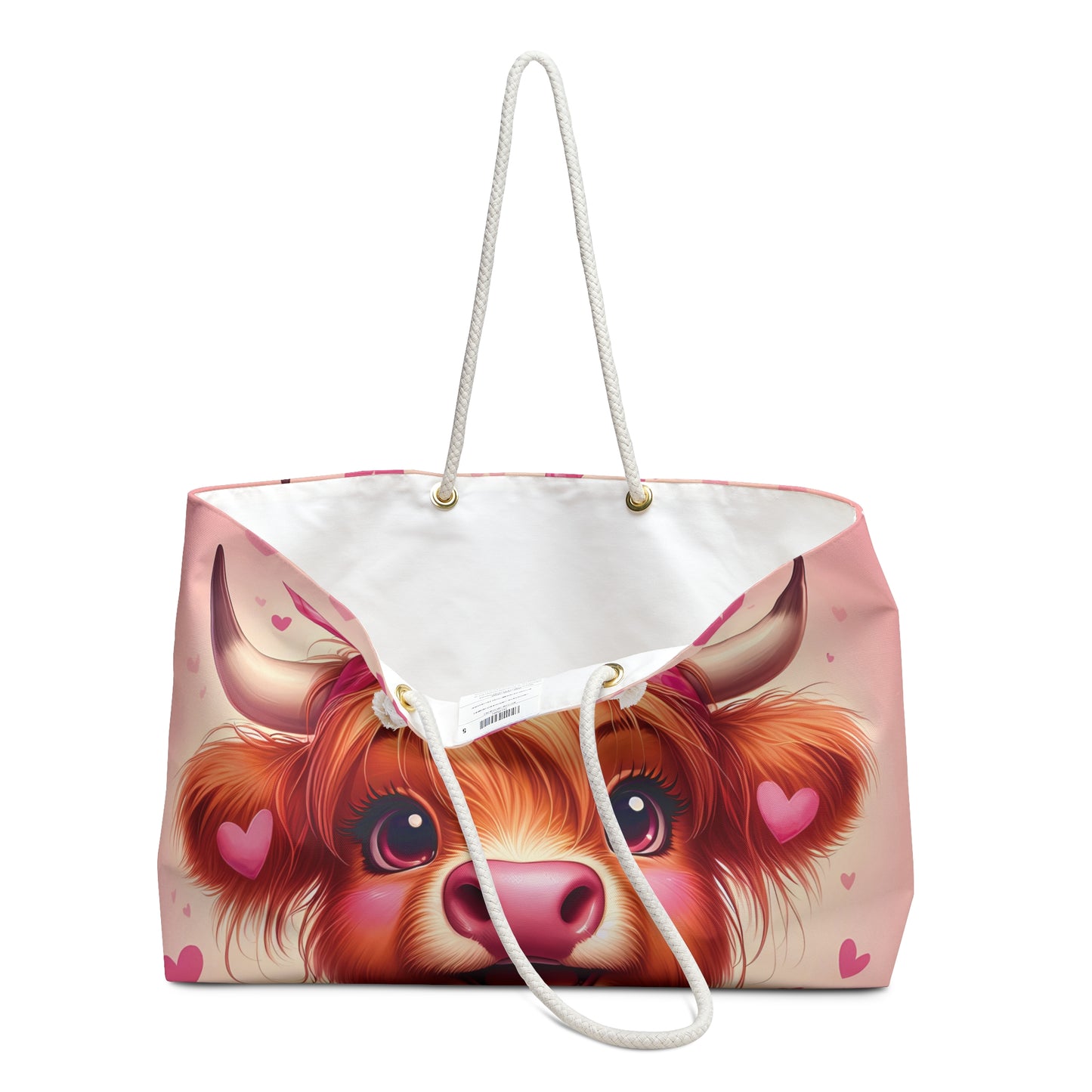 Personalised/Non-Personalised Weekender Bag, Highland Cow, Large Weekender Bag, Beach Bag, Book Bag