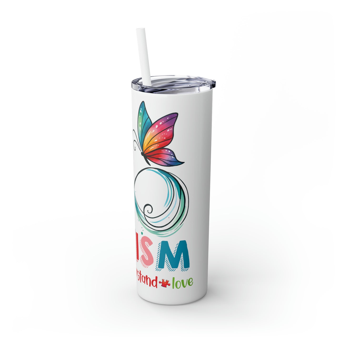 Skinny Tumbler with Straw, 20oz, Autism, awd-1074