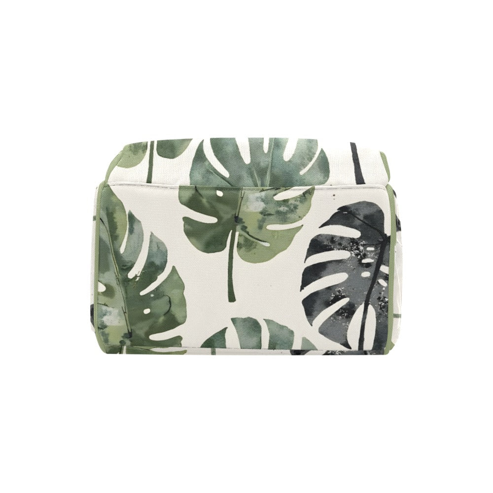 Monsteria Leaves Pattern Multi-Function Diaper Backpack/Diaper Bag (Model 1688)