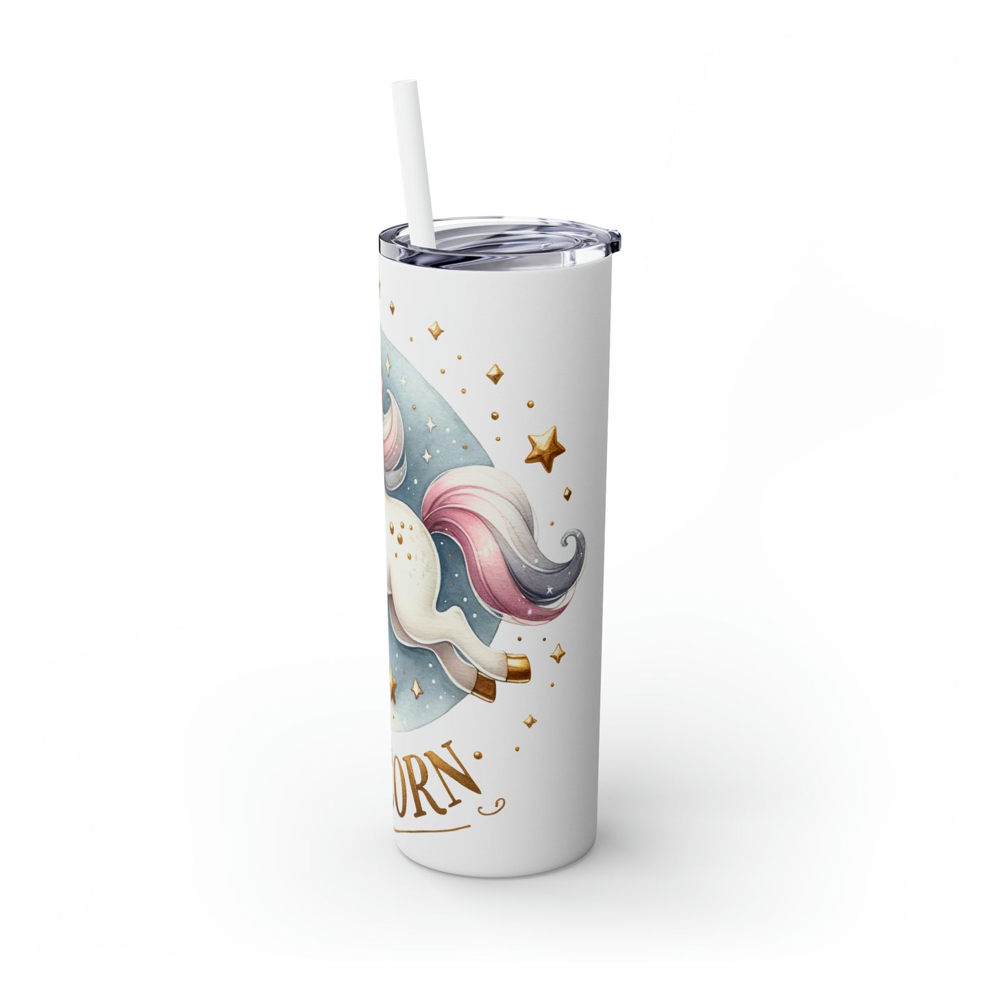 Skinny Tumbler with Straw, 20oz, Unicorn