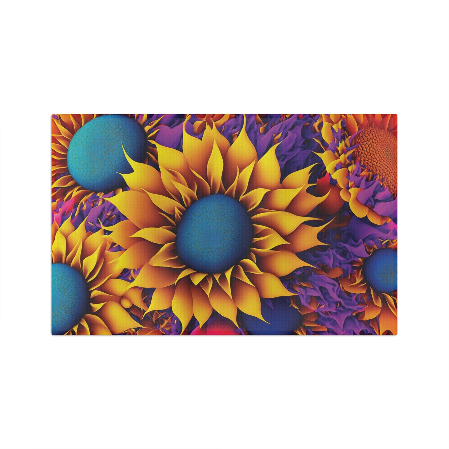 Microfiber Tea Towel Retro Sunflowers Floral