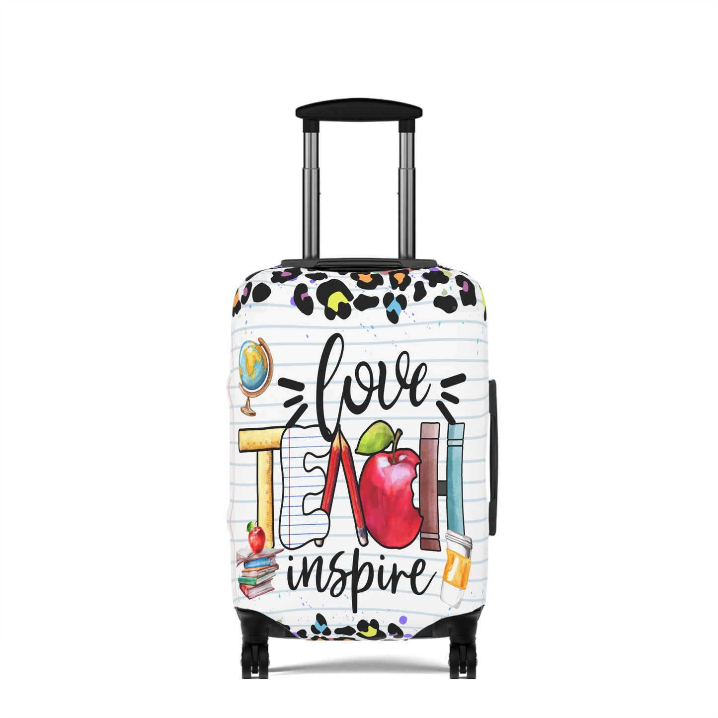 Luggage Cover, Teacher, Leopard Print, Teach, Love, Inspire, awd-1698