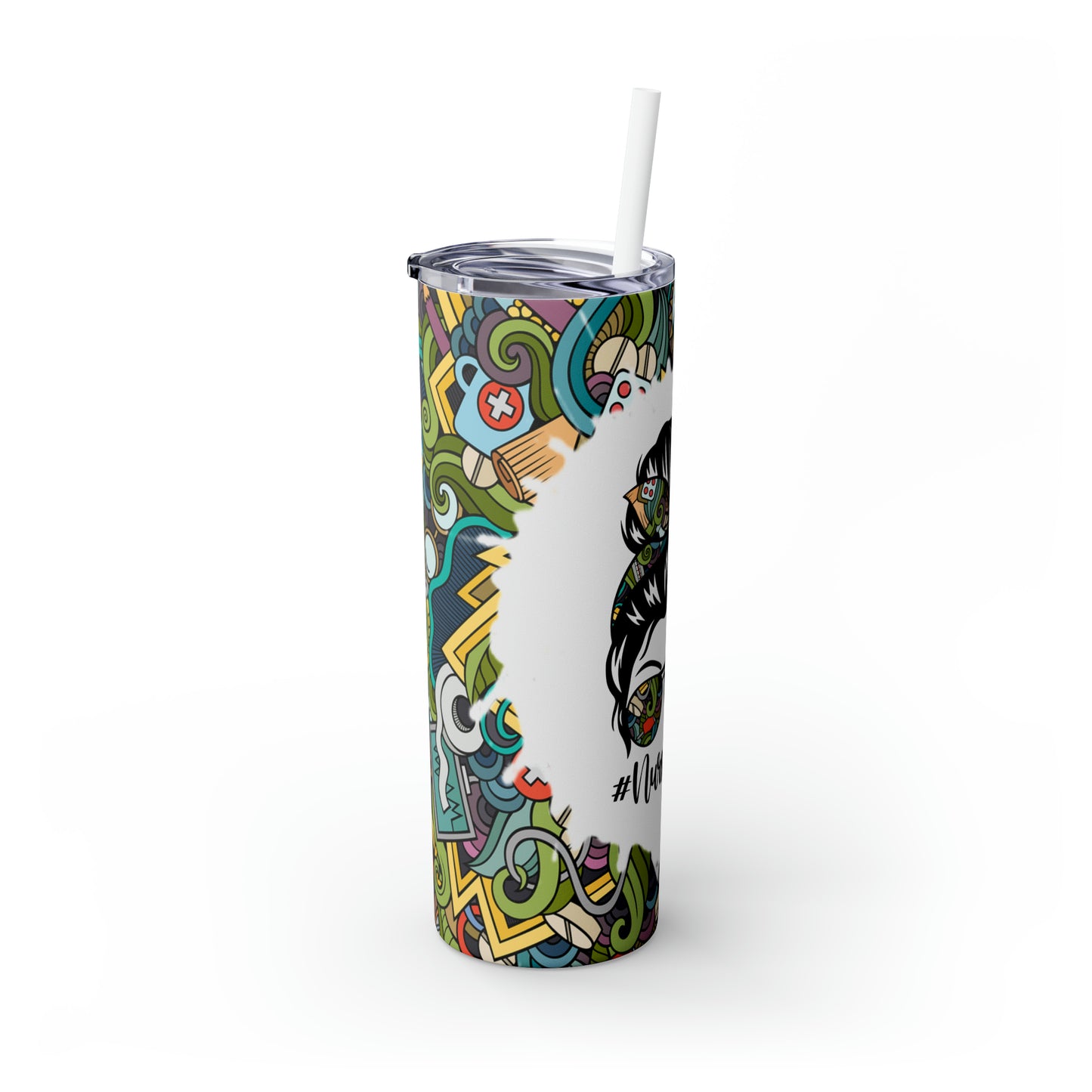 Skinny Tumbler with Straw, 20oz, Nurse