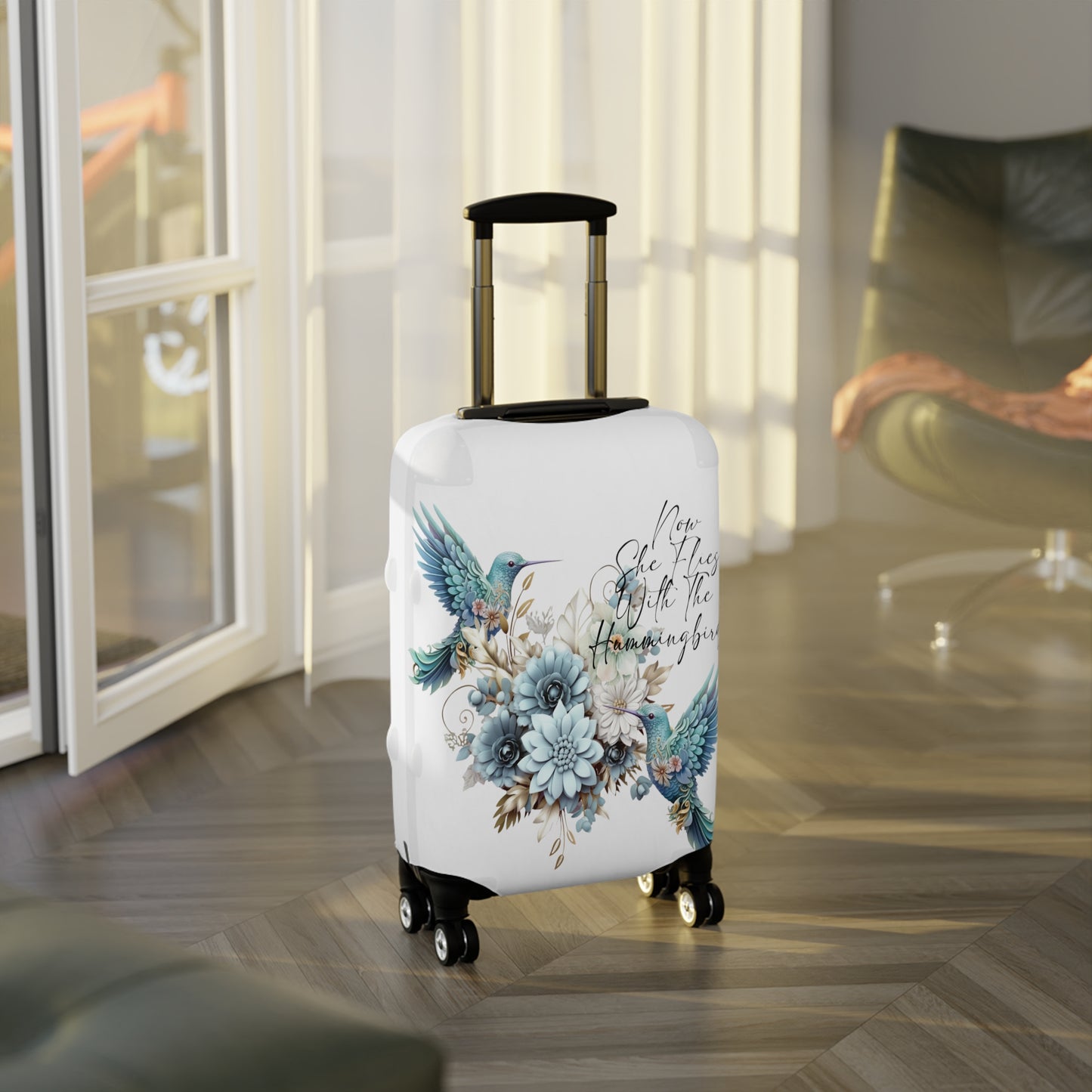 Luggage Cover, Hummingbird, Now she flies with Hummingbirds, awd-1468