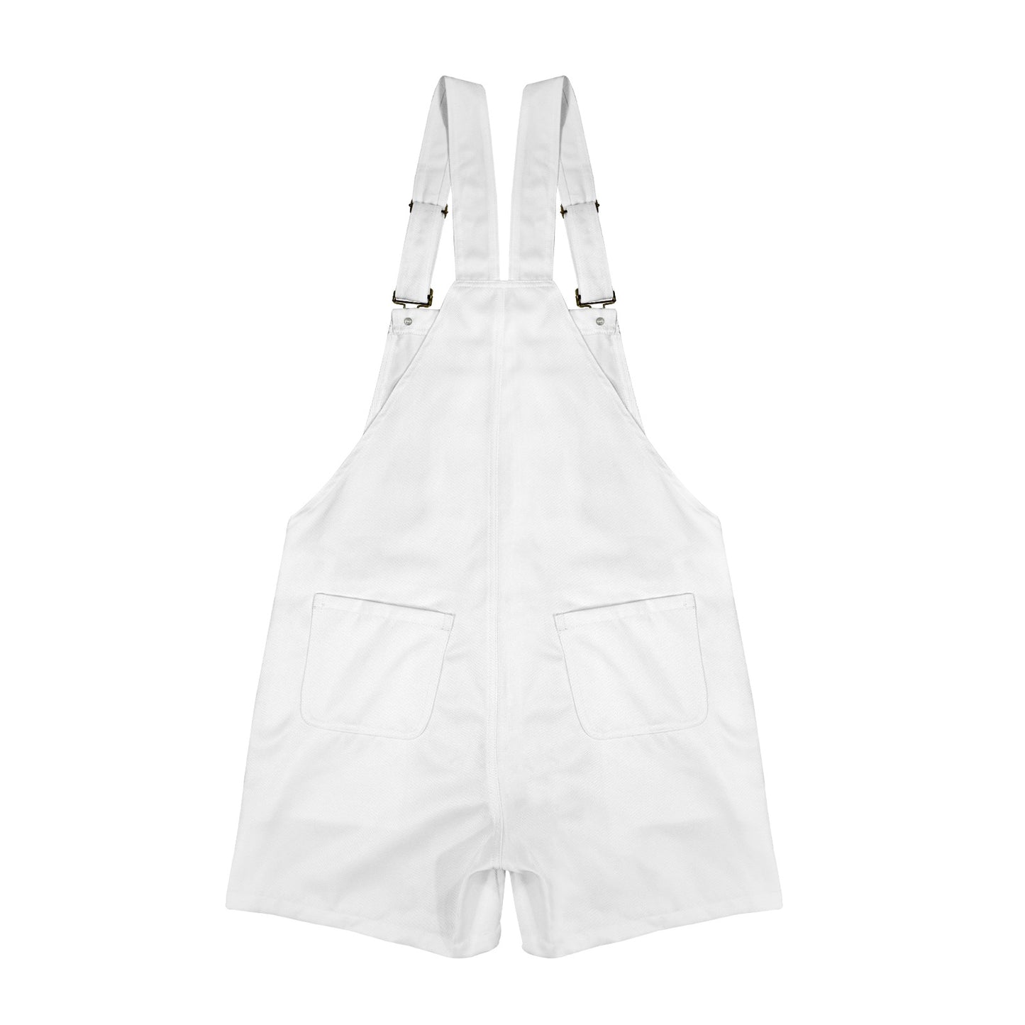 White Unisex Shorts Suspender Jumpsuit