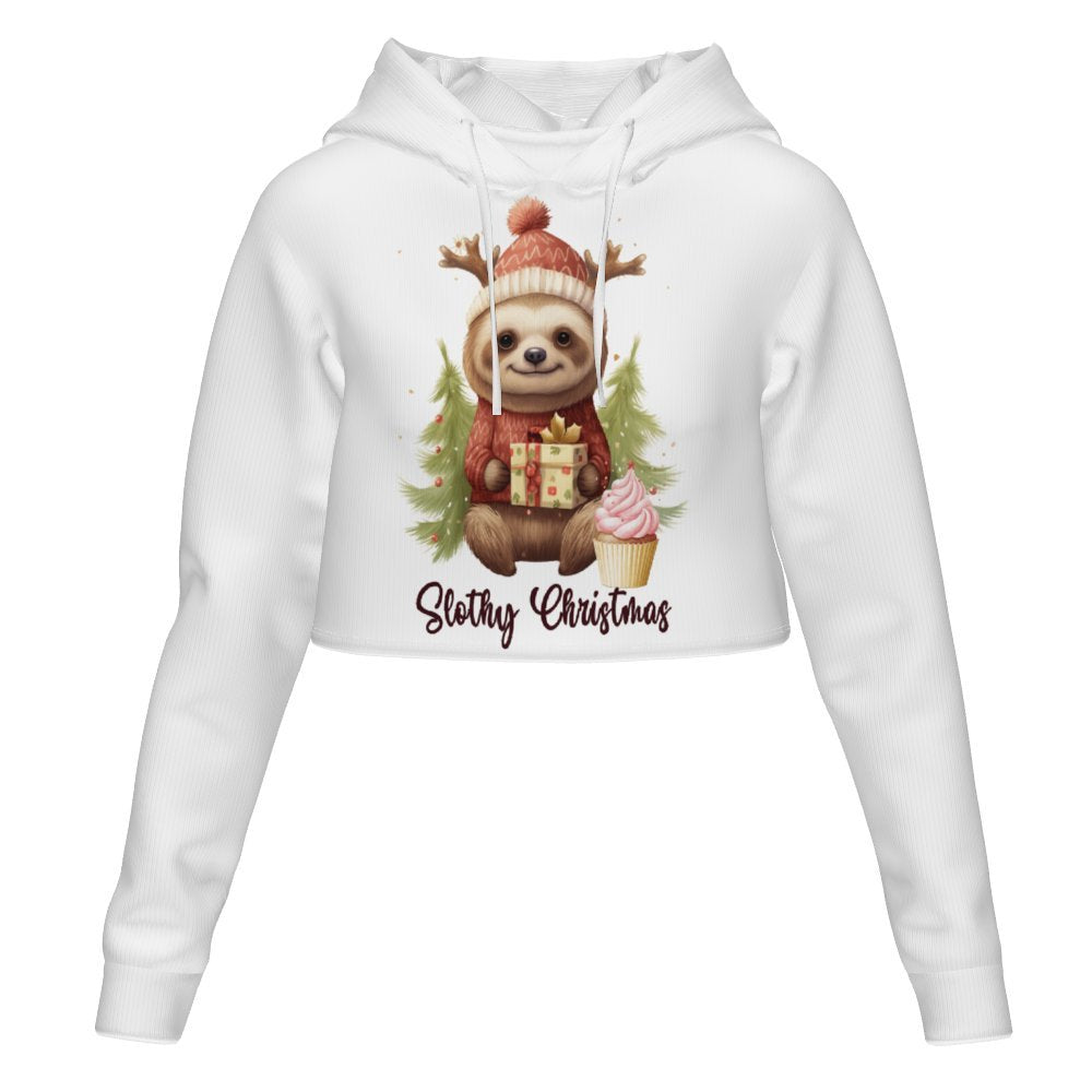 Women's All Over Print Cropped Hoodie (DLM) Hooded hoodie