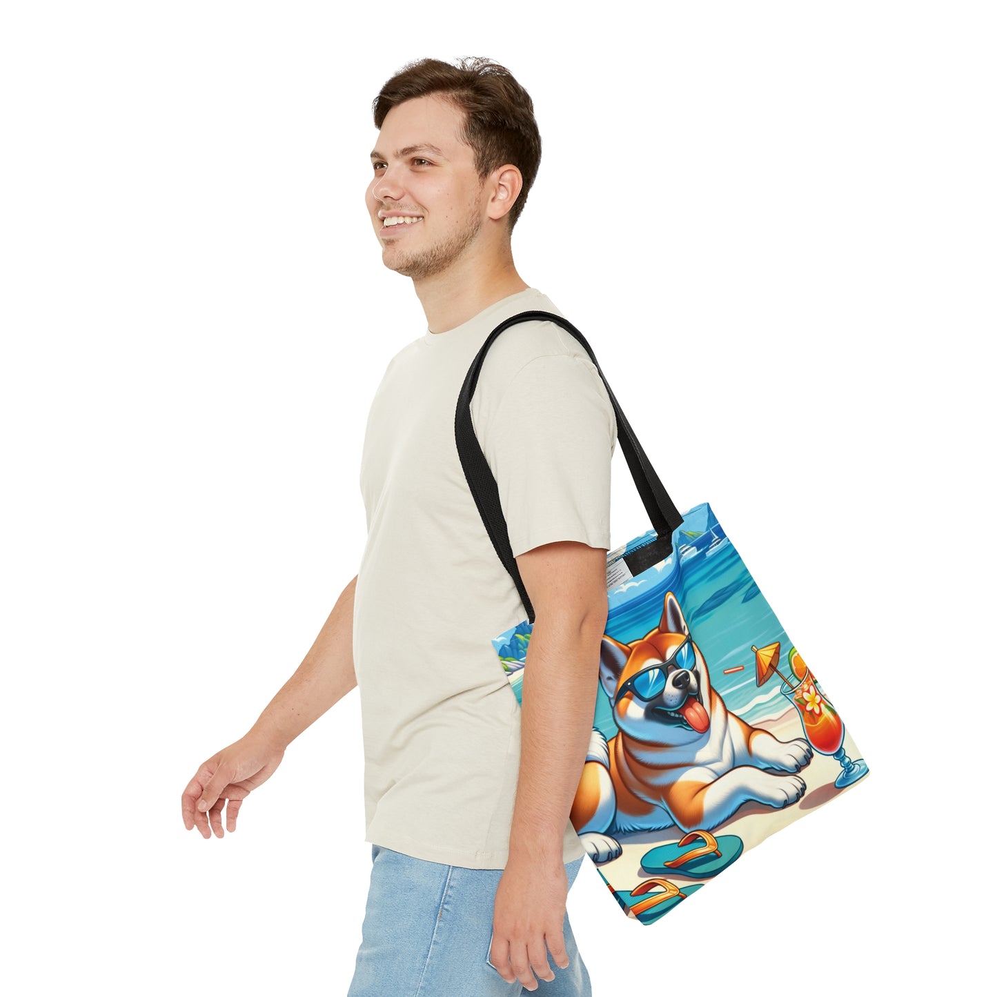 Tote Bag, Dog on Beach, Akita, Tote bag, awd-1117