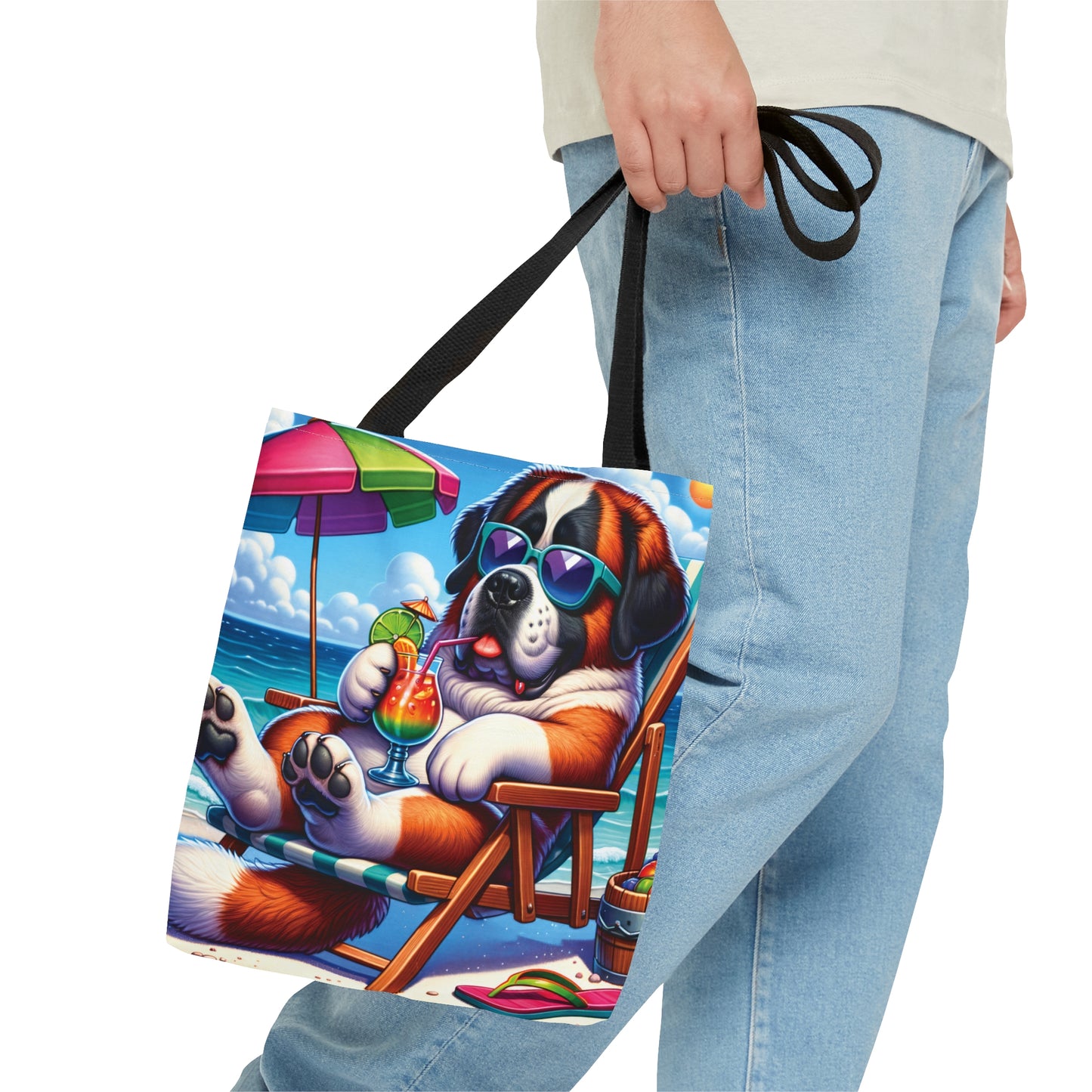 Tote Bag, Dog on Beach, St Bernard, Tote bag,  awd-1246