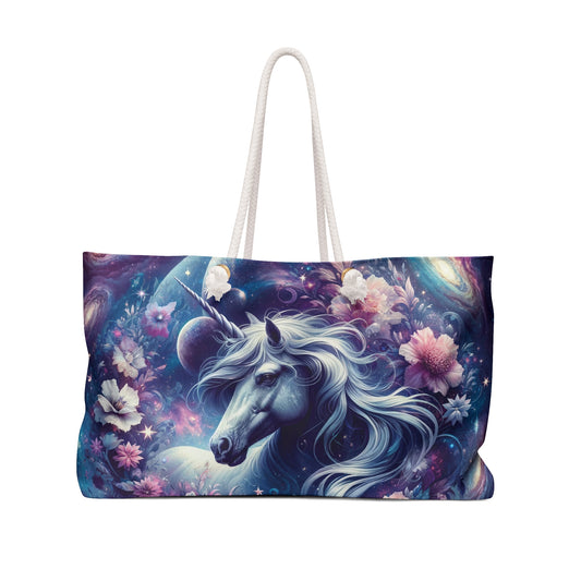 Personalised/Non-Personalised Weekender Bag, Unicorn, Large Weekender Bag, Beach Bag, Book Bag