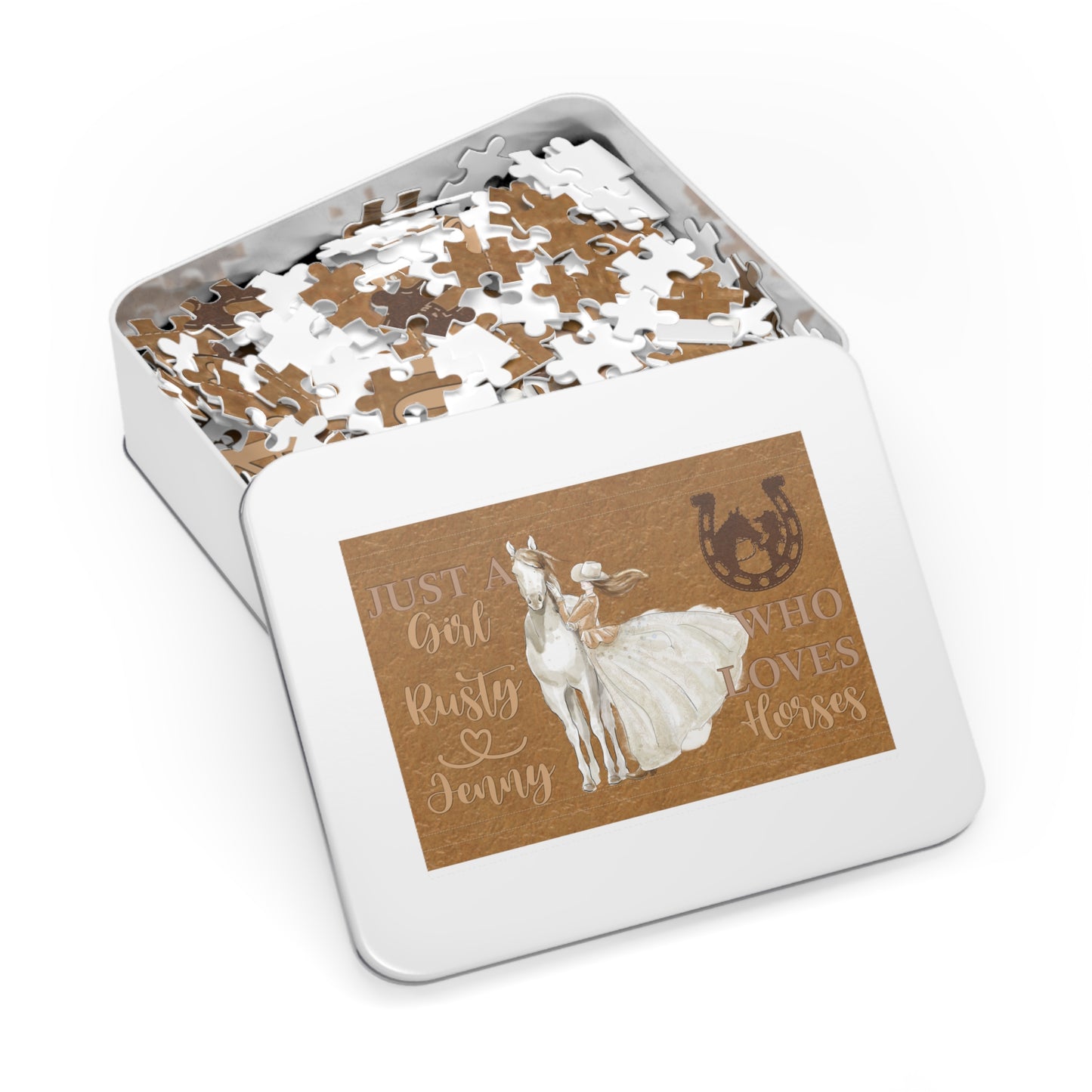 Jigsaw Puzzle, Just a Girl Who Loves Horses, Personalised/Non-Personalised (30, 110, 252, 500,1000-Piece)