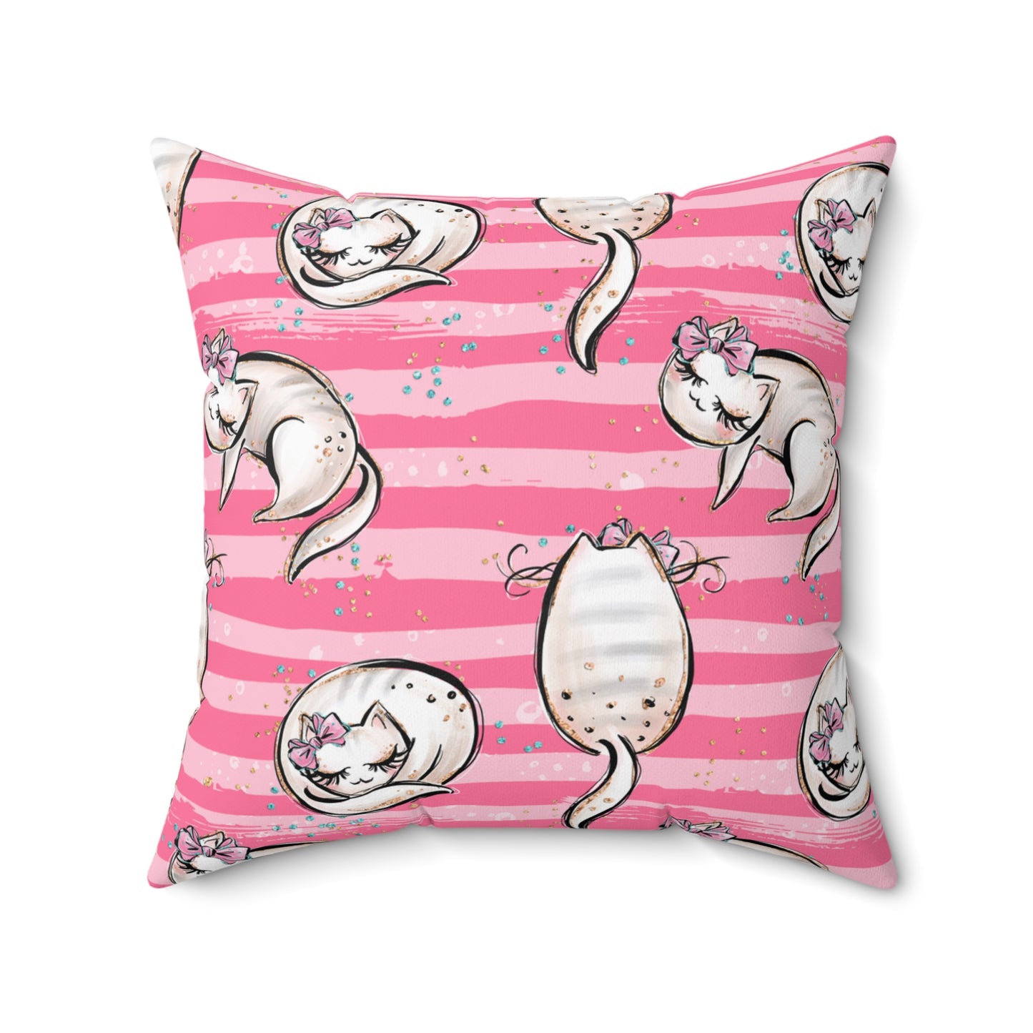 Spun Polyester Square Pillow, Cats Cushion