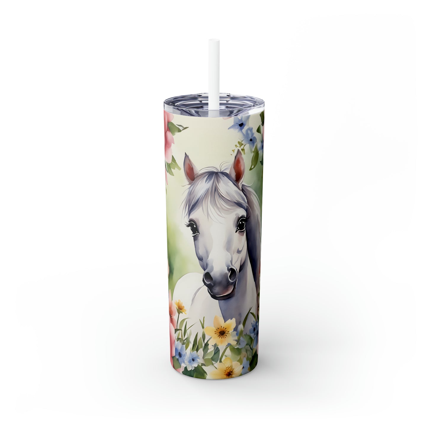 Skinny Tumbler with Straw, 20oz Horse, awd-303