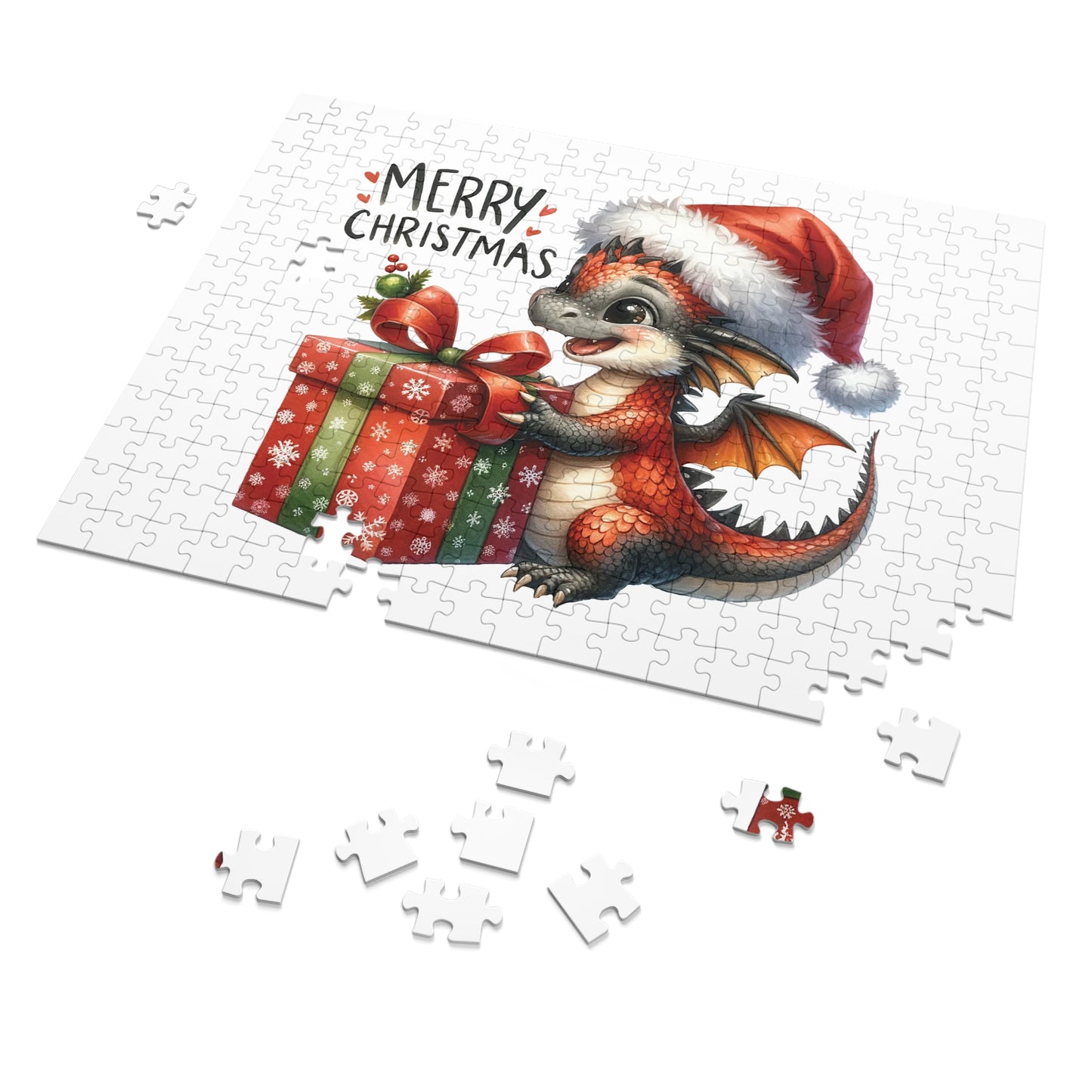 Jigsaw Puzzle, Christmas, Dragon, Personalised/Non-Personalised (30, 110, 252, 500,1000-Piece)