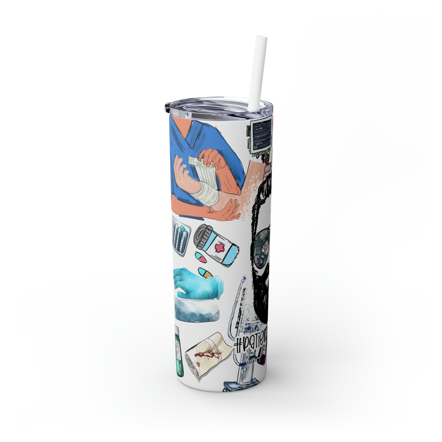 Skinny Tumbler with Straw, 20oz, Patient Care Tech