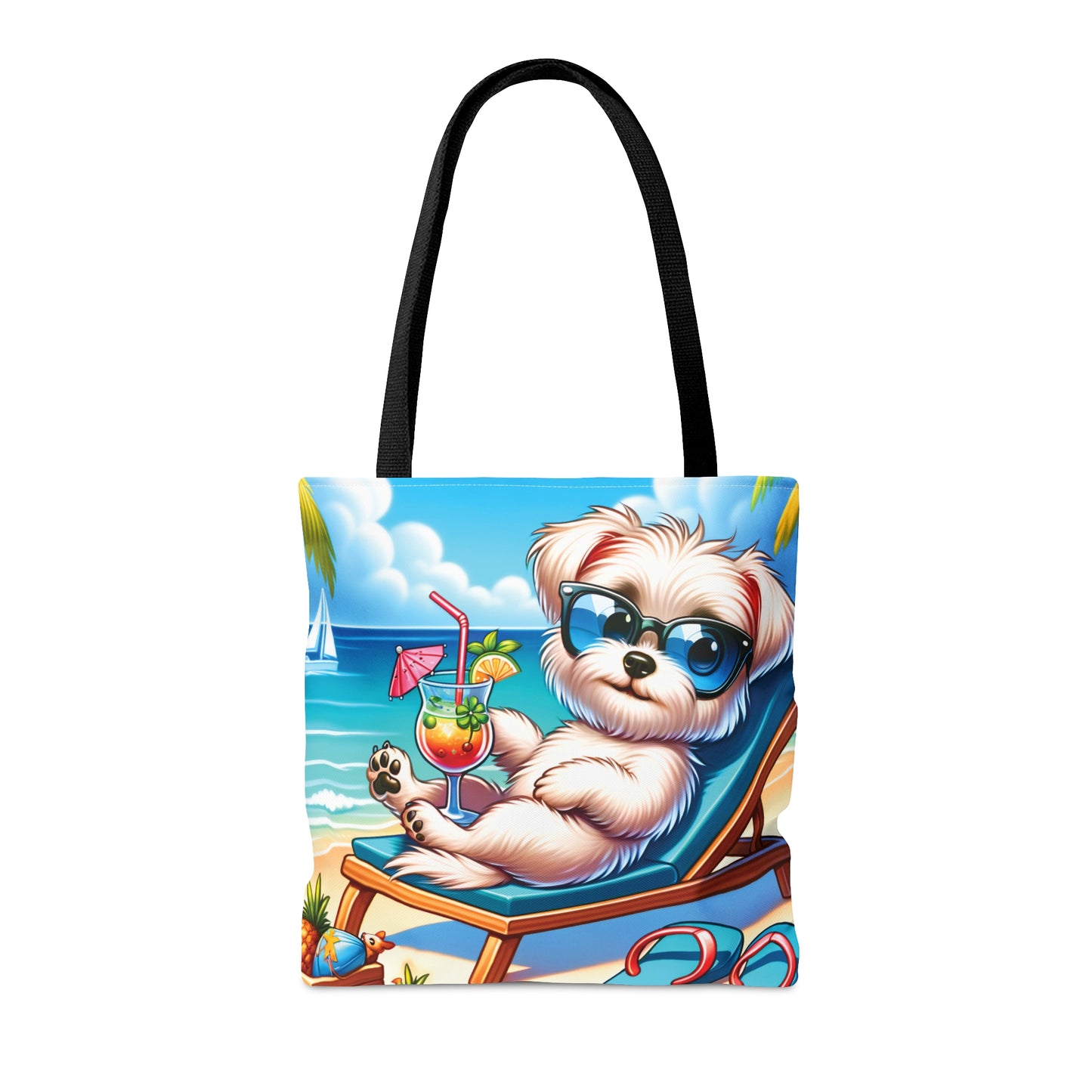 Tote Bag, Dog on Beach, Maltese, Tote bag, awd-1222