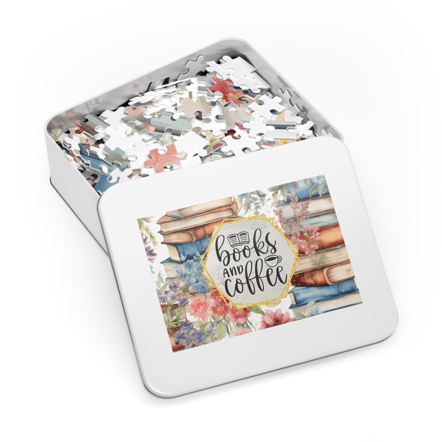 Jigsaw Puzzle, Book Lovers, Books and Coffee, Personalised/Non-Personalised (30, 110, 252, 500,1000-Piece)