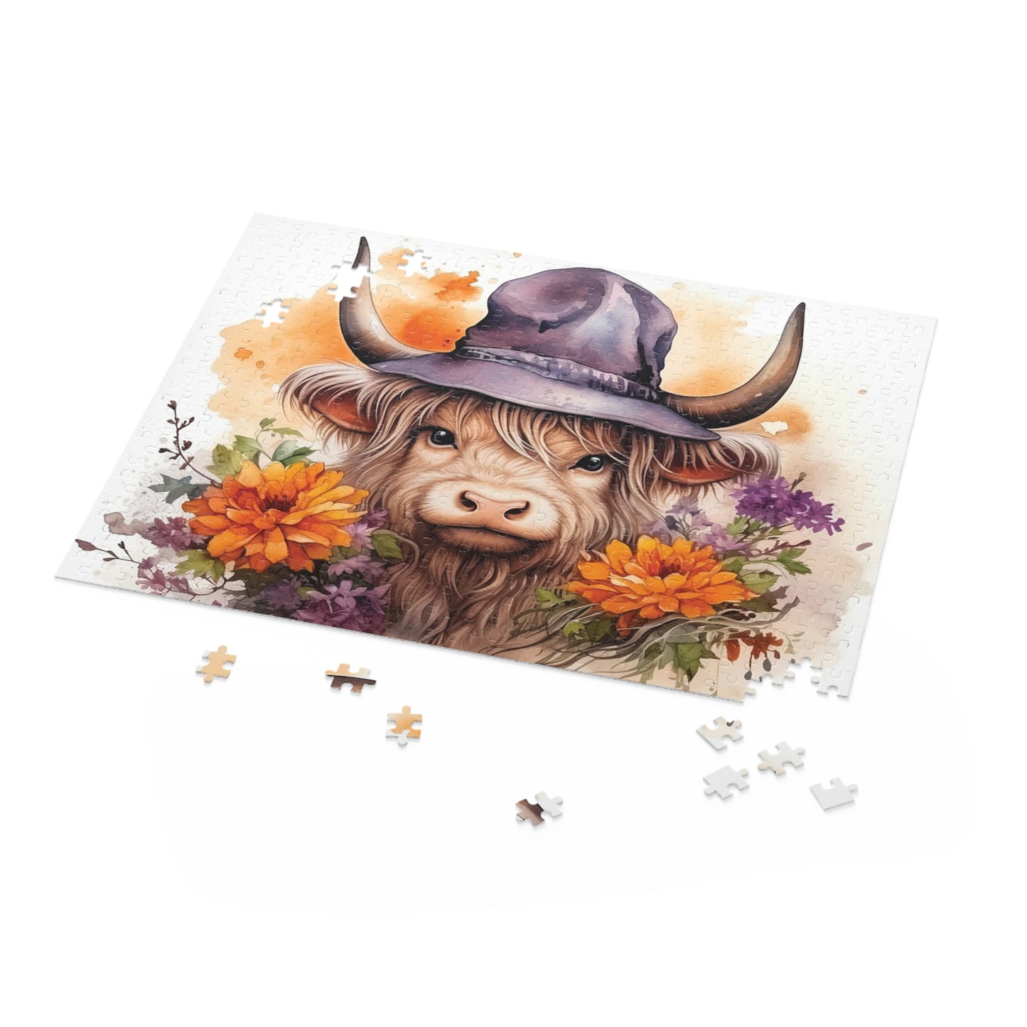 Personalised/Non-Personalised Puzzle, Highland Cow (120, 252, 500-Piece)