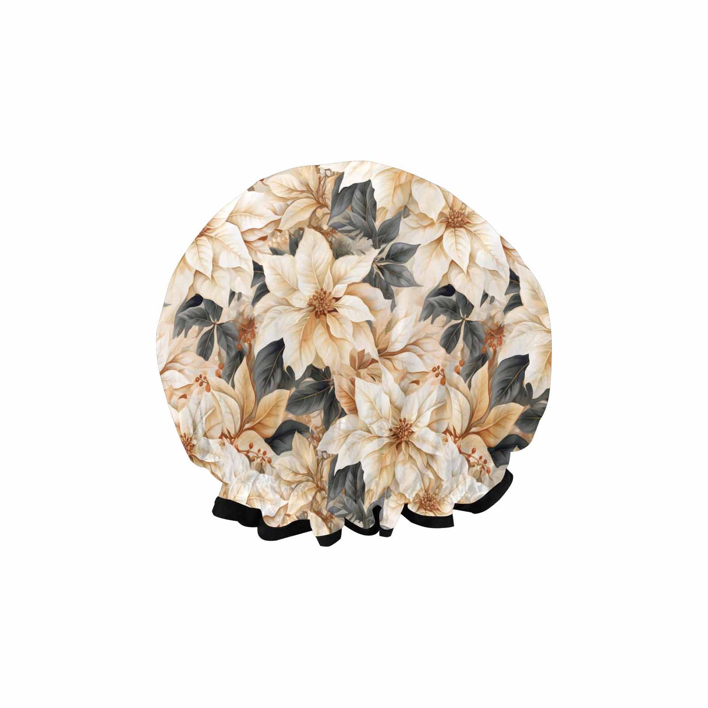 Cream Poinsettia2  Shower Cap