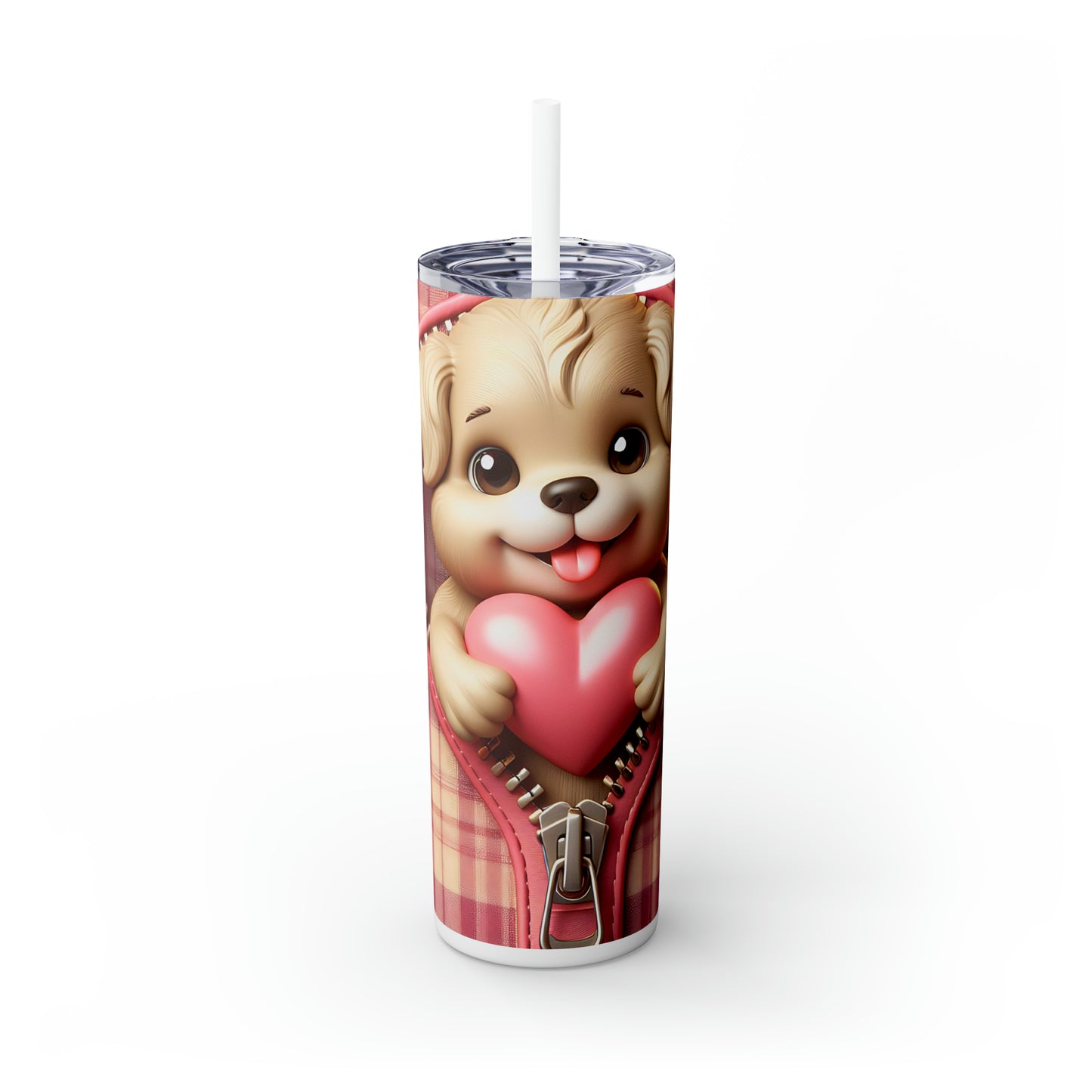 Skinny Tumbler with Straw, 20oz, Dog, Valentines Day, awd-942