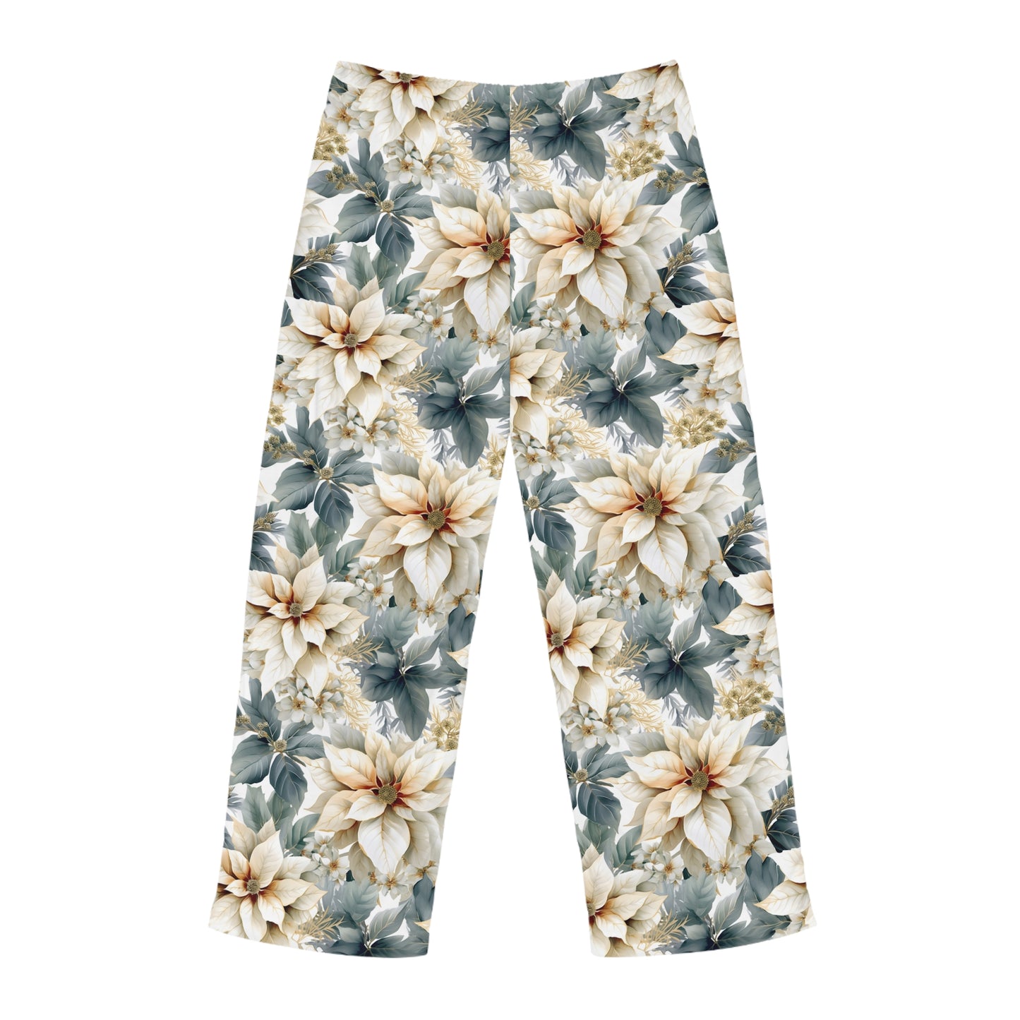 Men's Pajama Pants, cream poinsettia