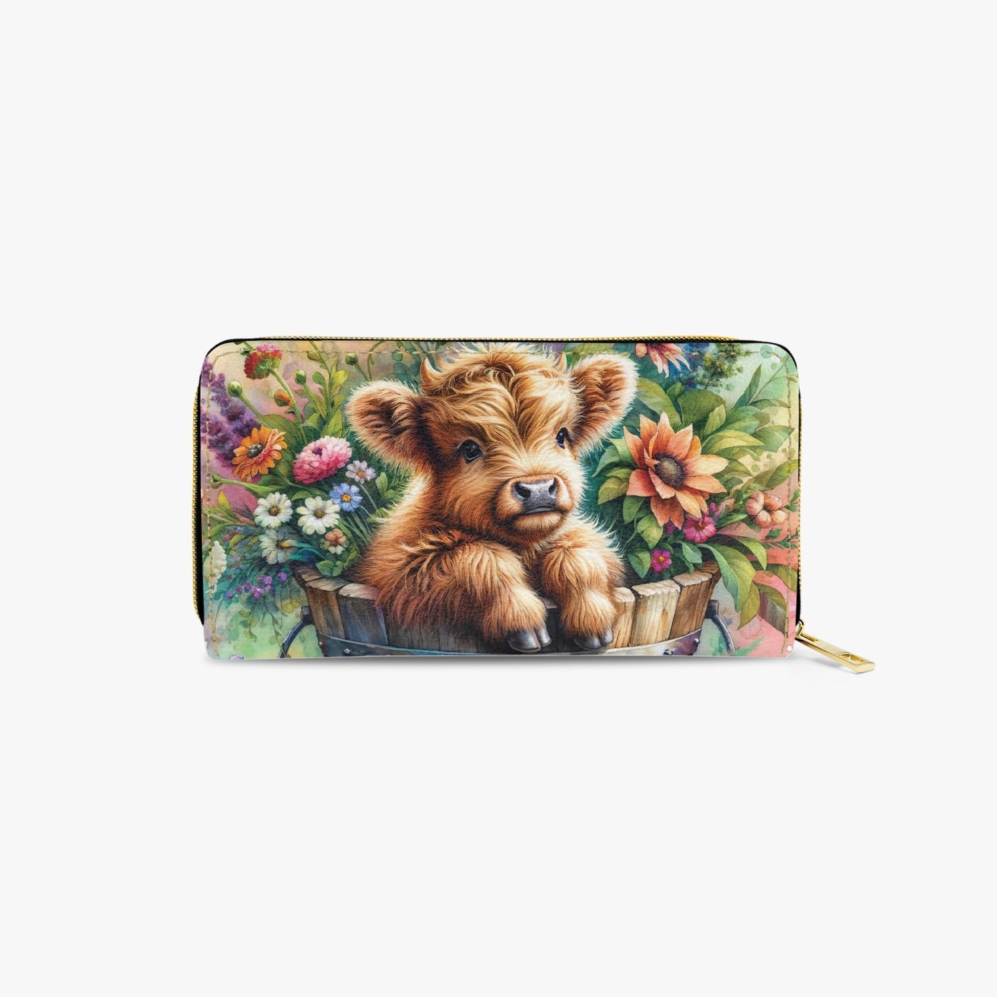 Long Type Zipper Purse - Highland Cow