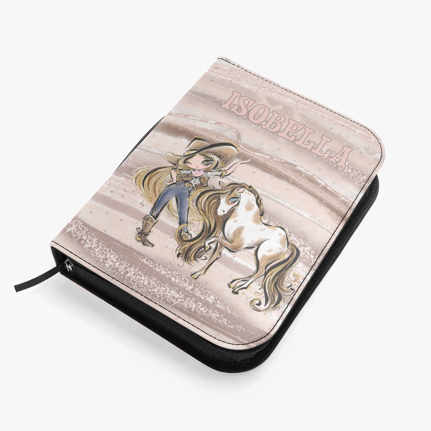 Book/Bible Cover, Howdy, Cowgirl and Horse, Blonde Hair, Brown Eyes