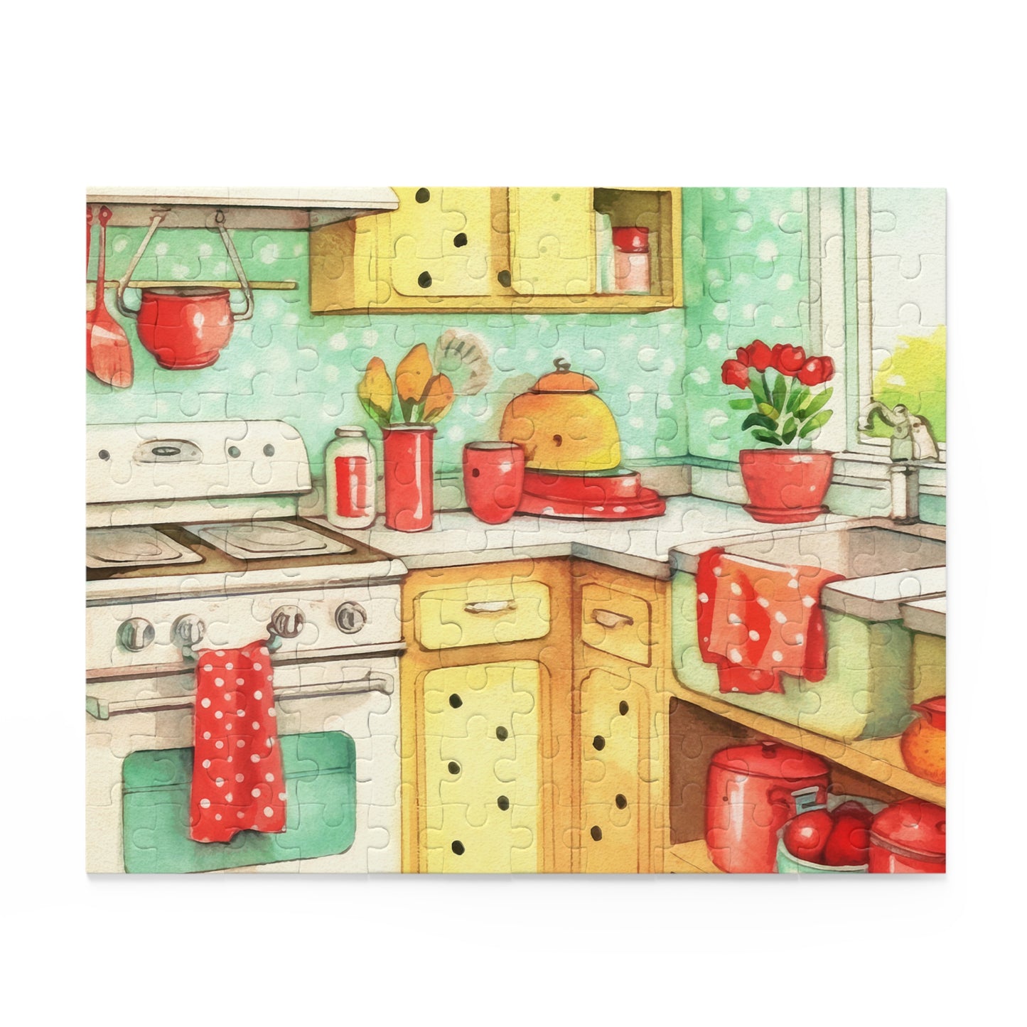 Personalised/Non-Personalised Puzzle, 1950's Kitchen (120, 252, 500-Piece)