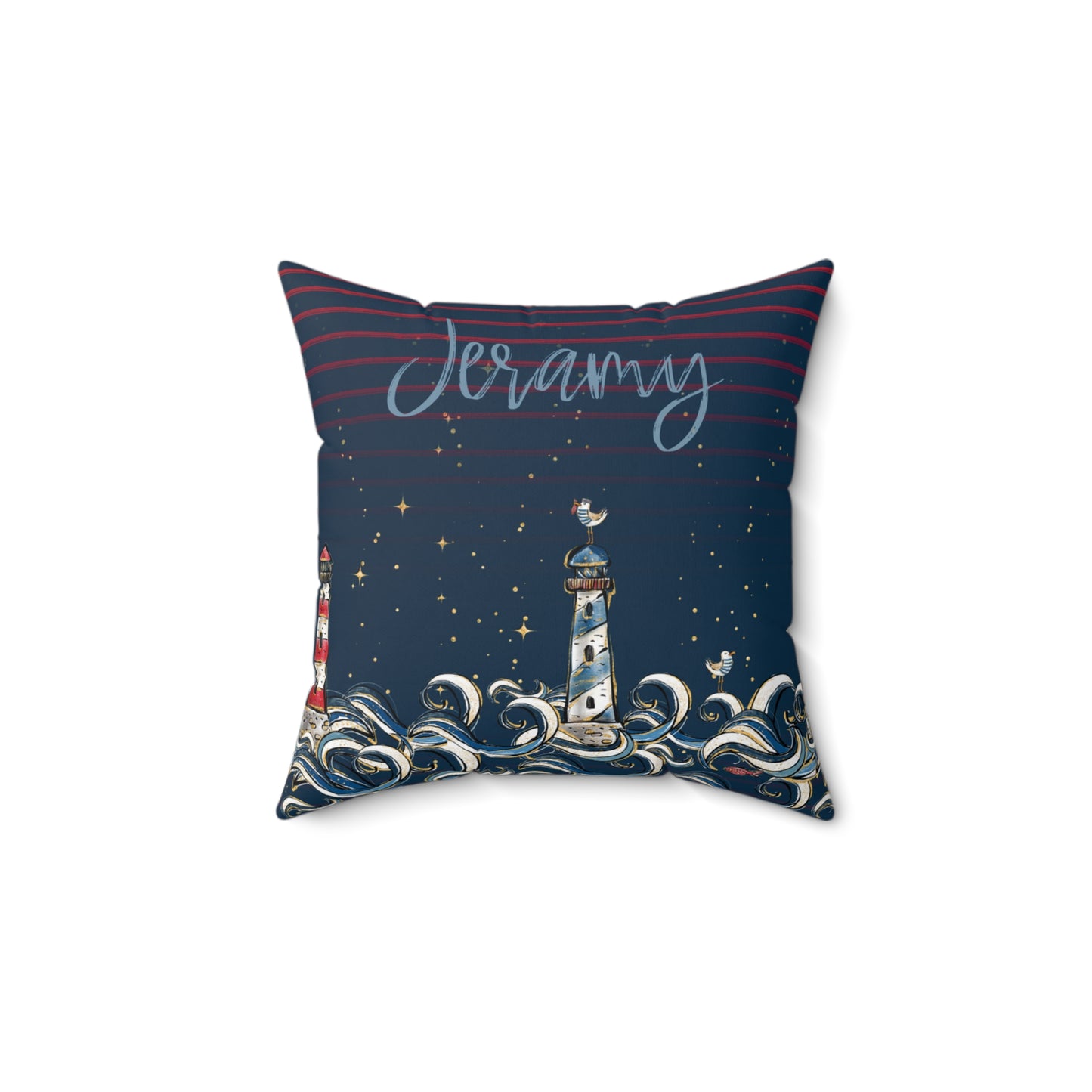 Spun Polyester Square Pillow, Nautical Cushion