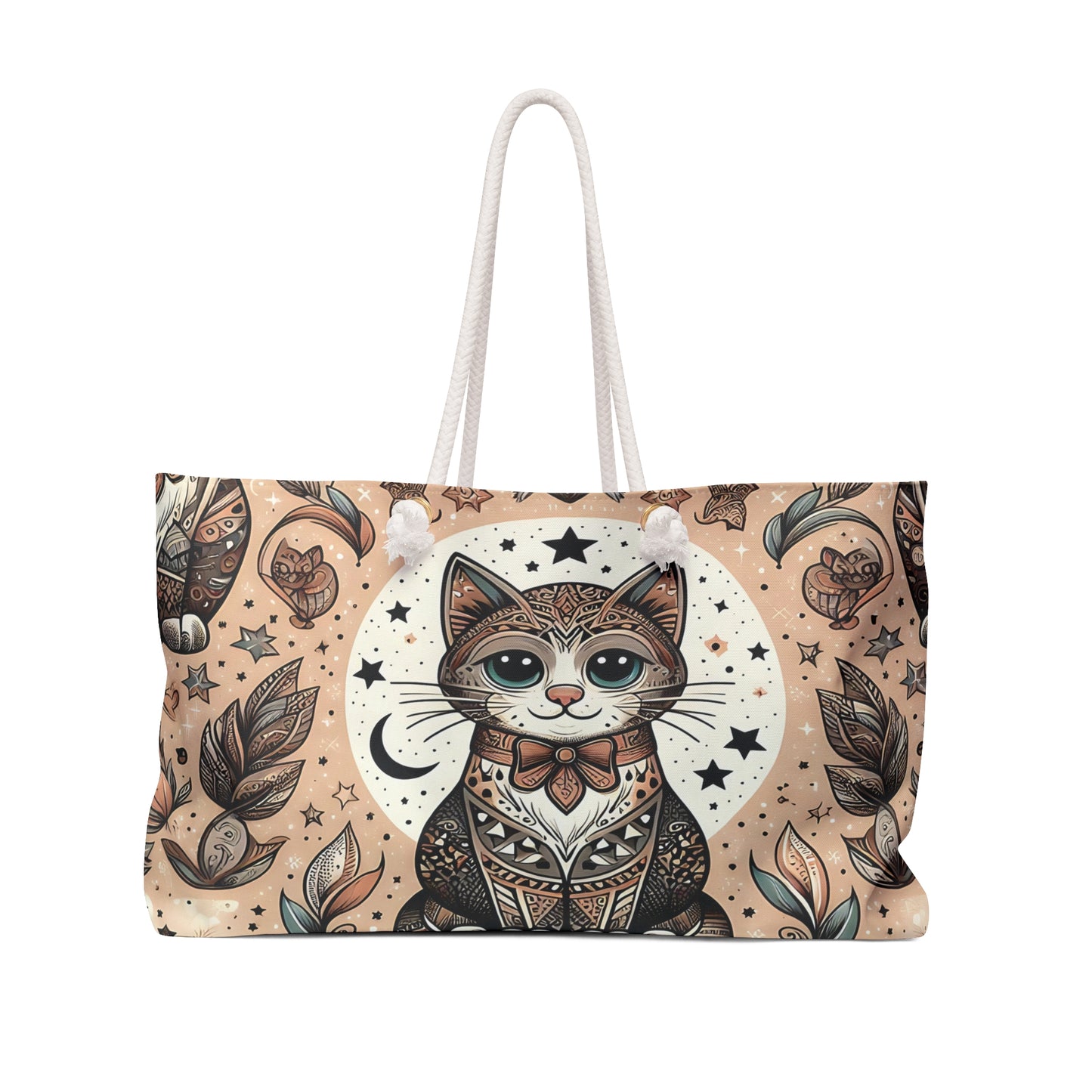 Personalised/Non-Personalised Weekender Bag, Cats, Large Weekender Bag, Beach Bag, Book Bag