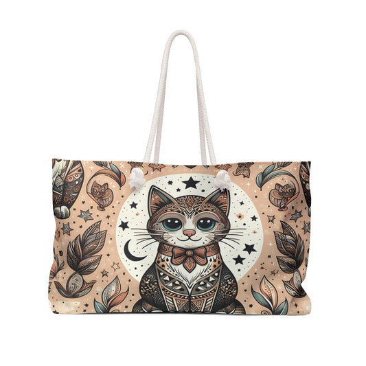 Personalised/Non-Personalised Weekender Bag, Cats, Large Weekender Bag, Beach Bag, Book Bag