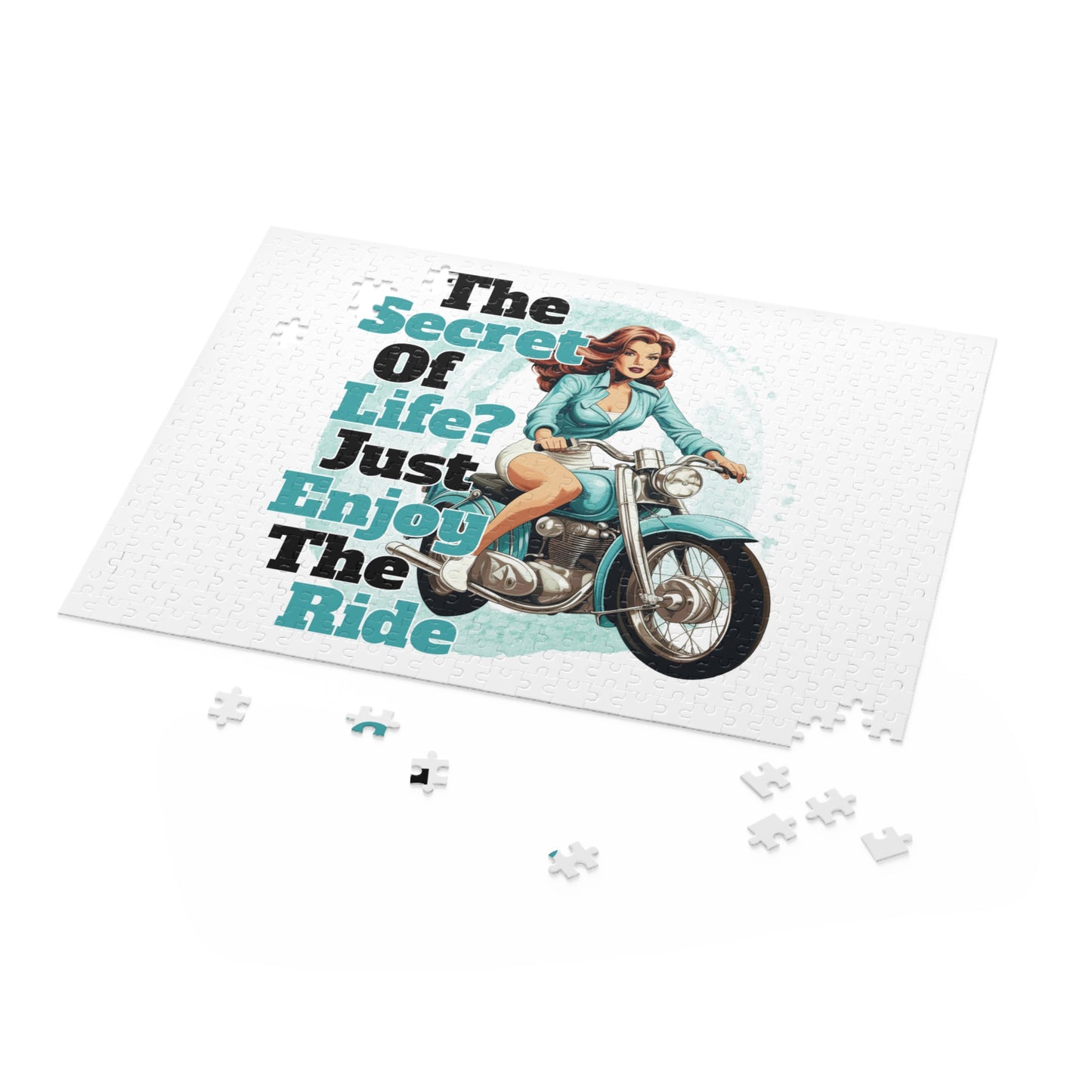 Personalised/Non-Personalised Puzzle, Motorbike, The Secret of Life, Just enjoy the Ride (120, 252, 500-Piece)