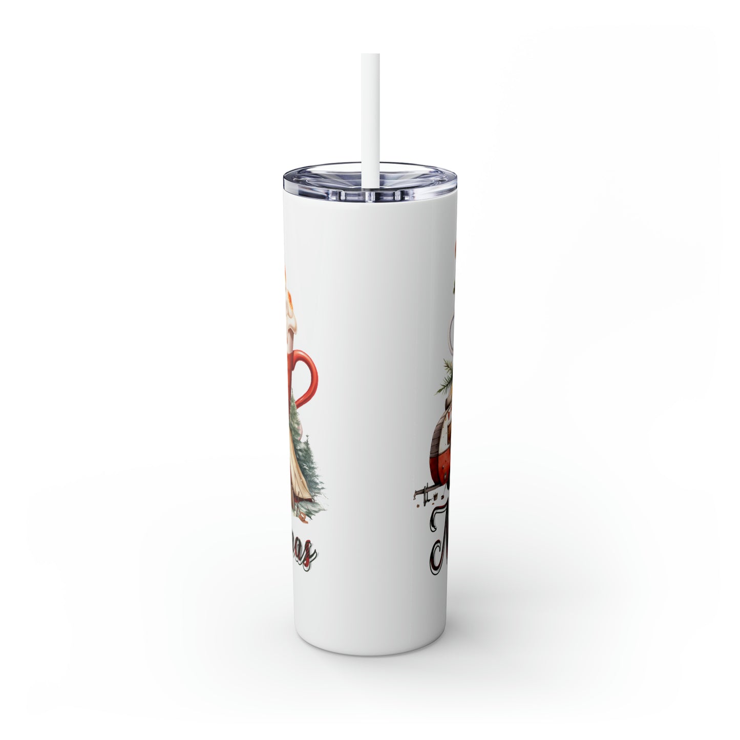 Skinny Tumbler with Straw, 20oz, Christmas Camper, awd-822