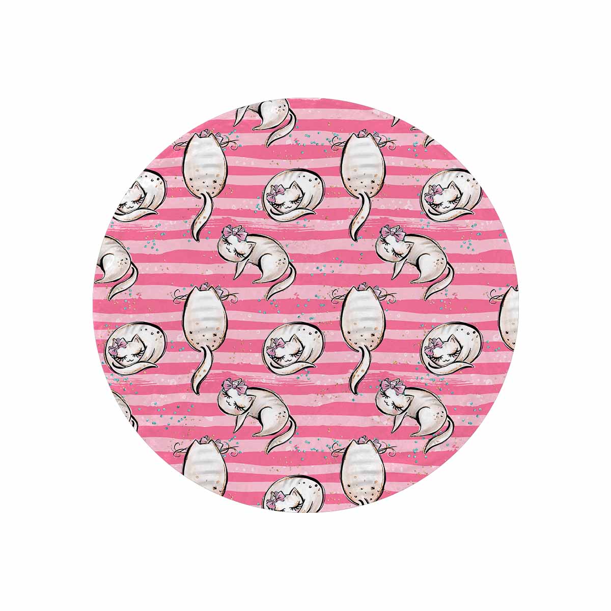 Cats Pink  Circular Micro Fleece Blanket 60"