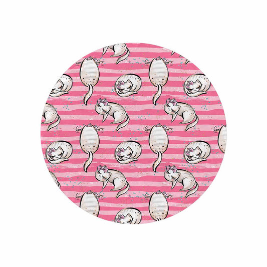 Cats Pink  Circular Micro Fleece Blanket 60"