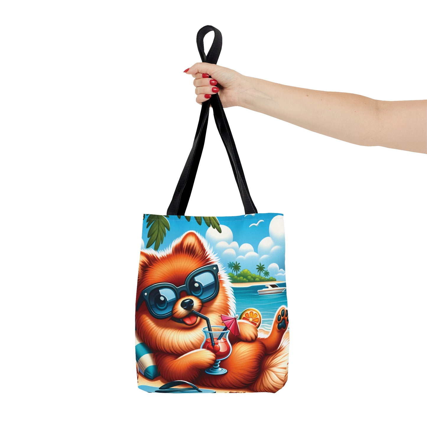 Tote Bag, Dog on Beach, Pomeranian, Tote bag, awd-1231