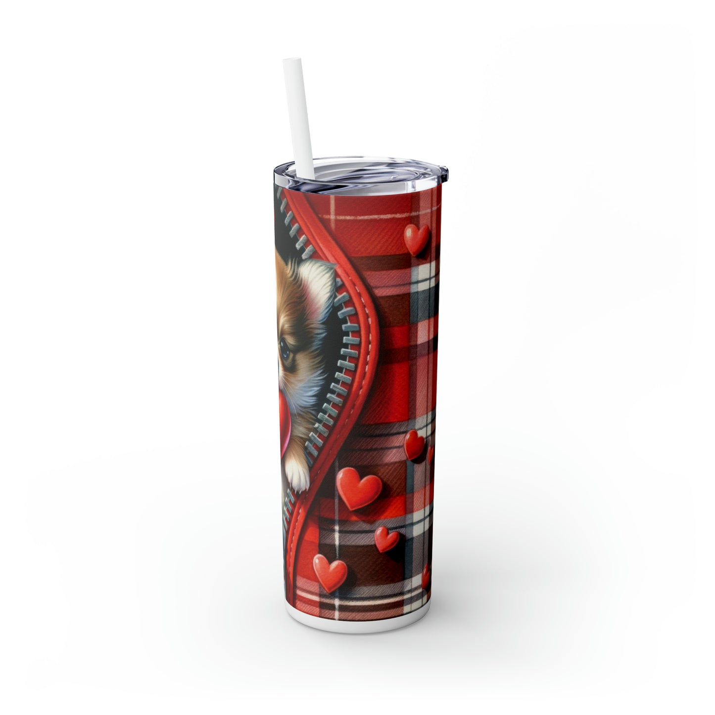 Skinny Tumbler with Straw, 20oz, Dog, Valentines Day, awd-838