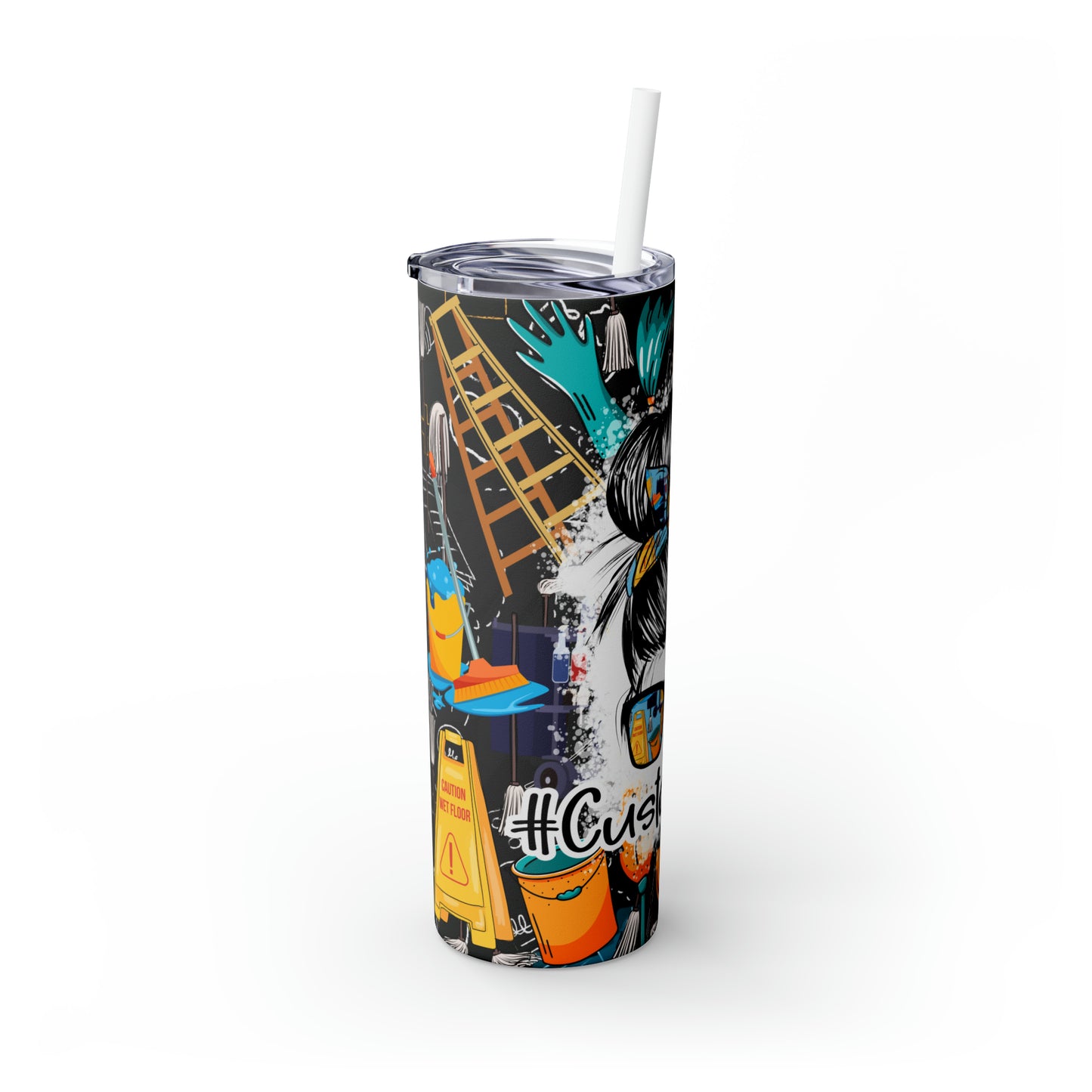 Skinny Tumbler with Straw, 20oz, Custodian Life