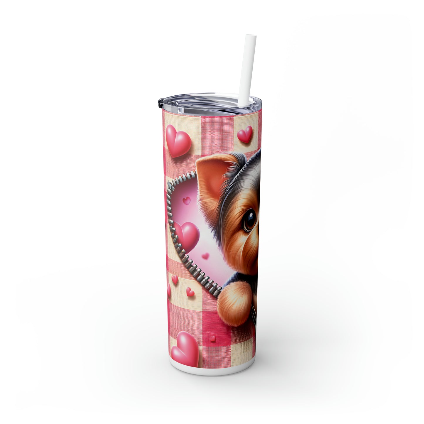 Skinny Tumbler with Straw, 20oz, Dog, Valentines Day, awd-1127