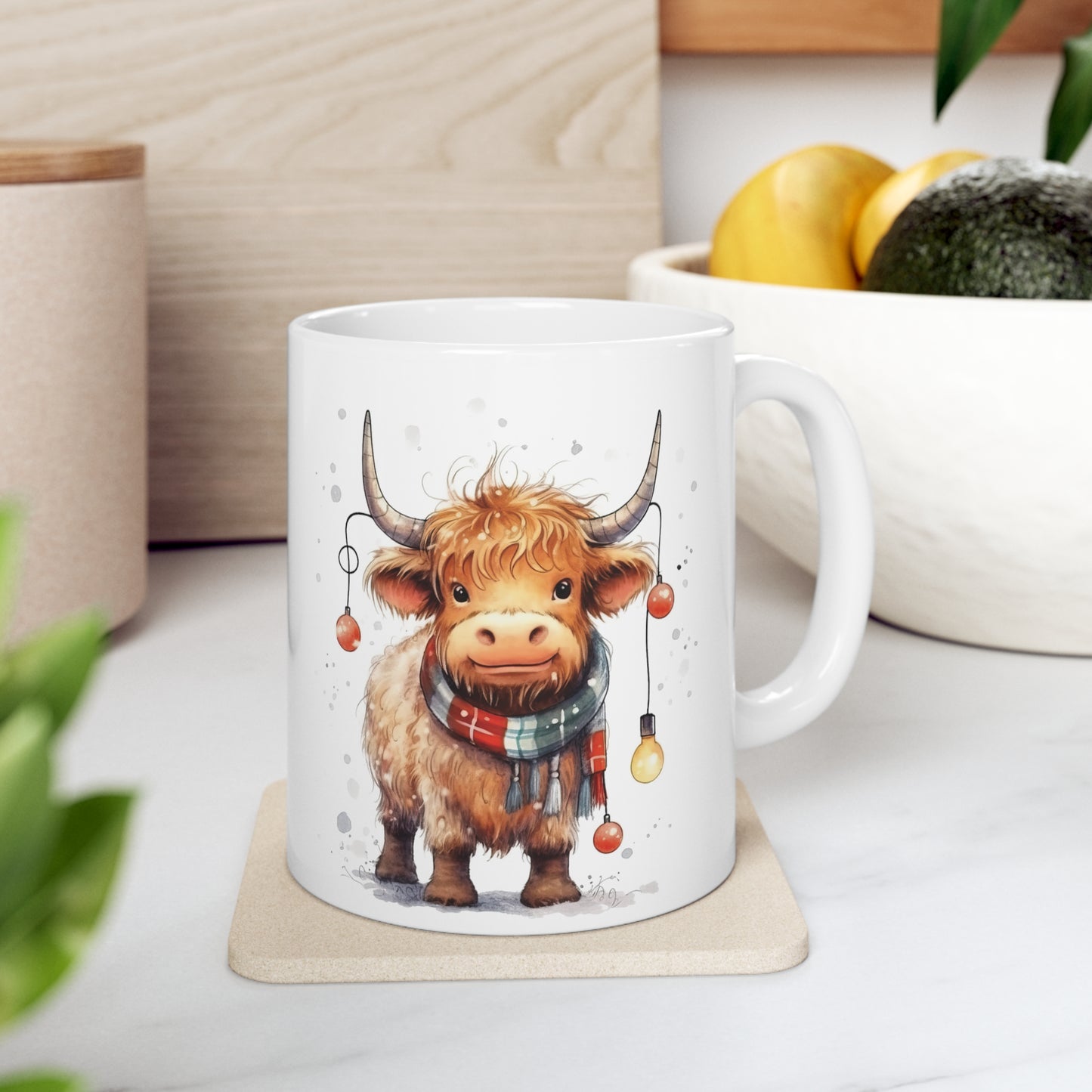 Personalised/Non Personalised Highland Cow, Ceramic Mug 11oz, Highland Cow Mug