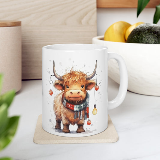 Personalised/Non Personalised Highland Cow, Ceramic Mug 11oz, Highland Cow Mug